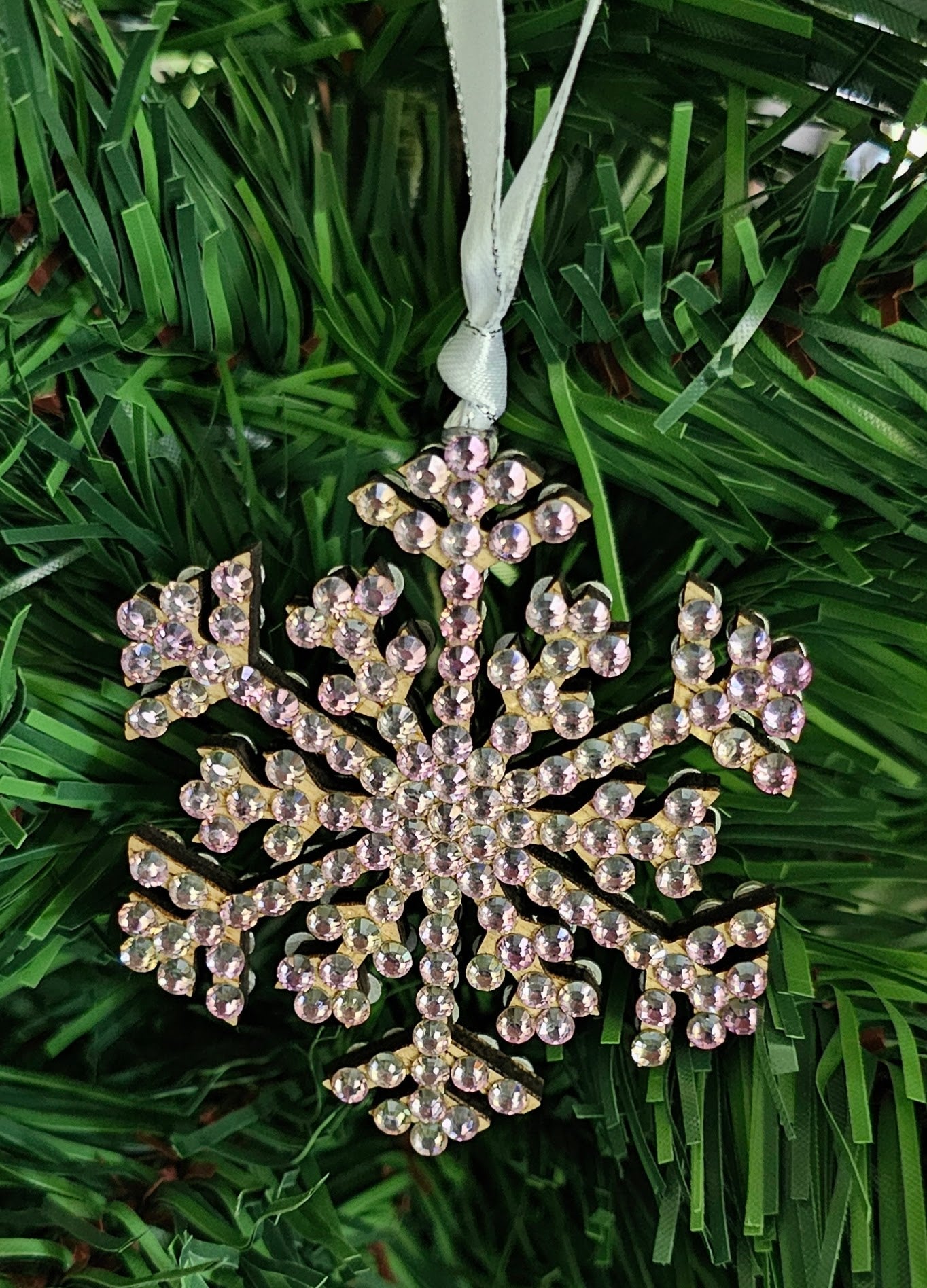 Rhinestone Snowflake Ornaments - Pink Variations