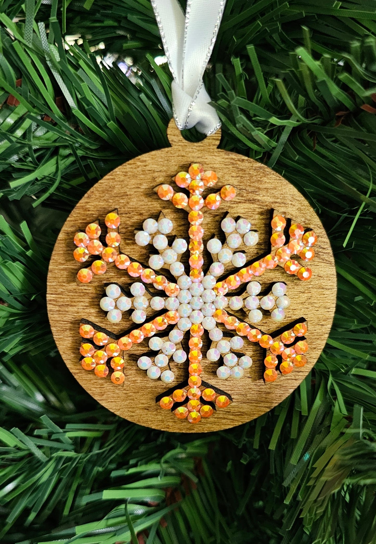 Snowflake w/ Rhinestones - Wood Ornaments