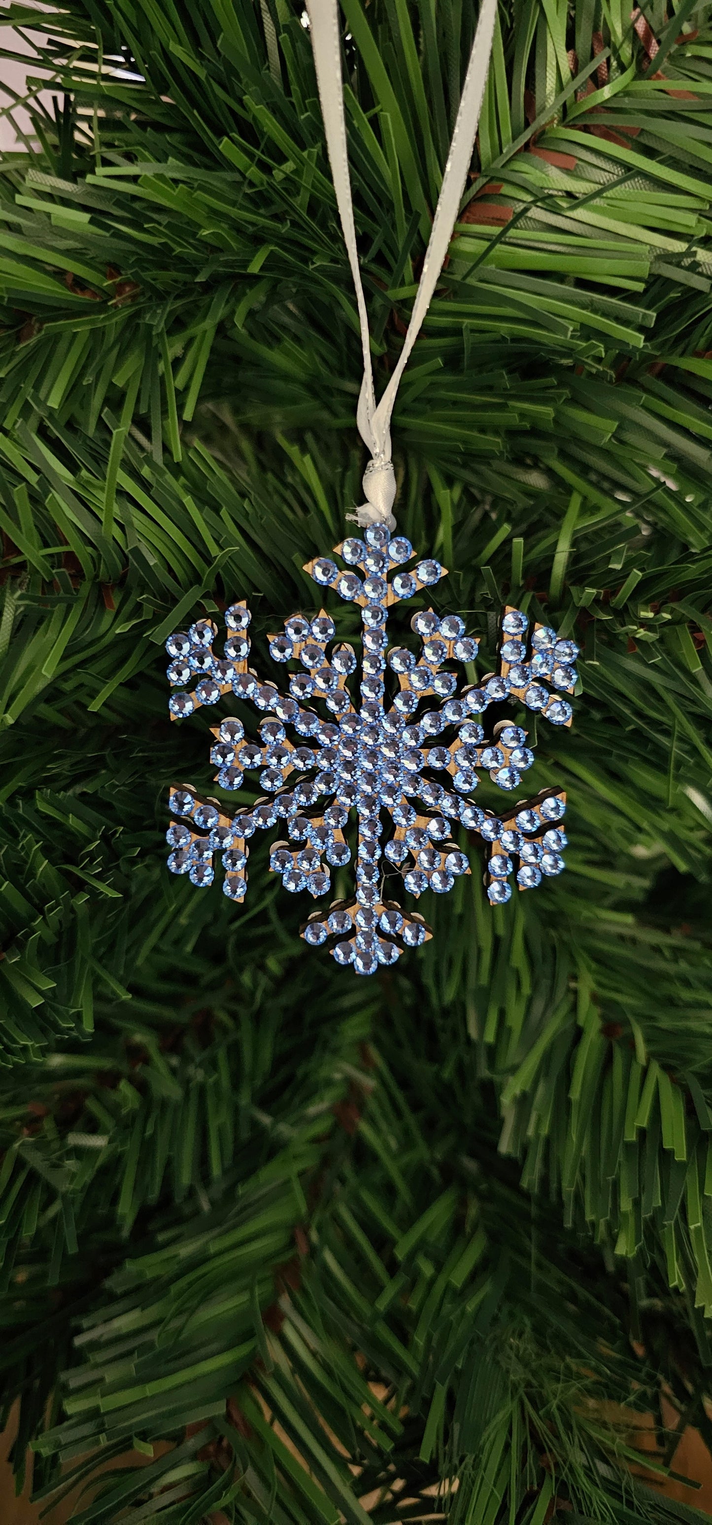 Rhinestone Snowflake Ornaments - Blue Variations