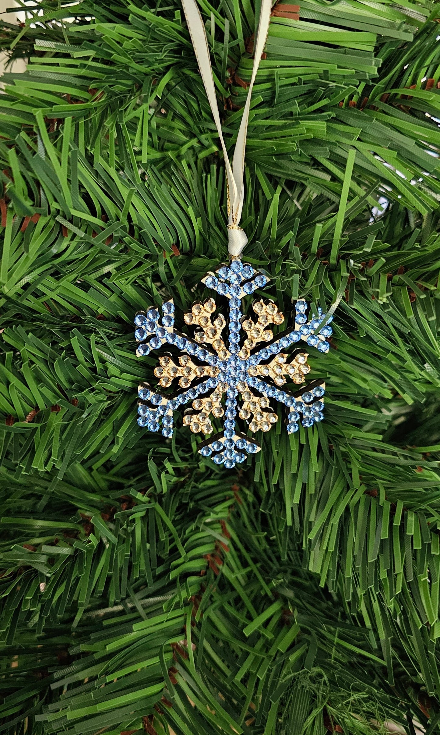 Rhinestone Snowflake Ornaments - Blue Variations