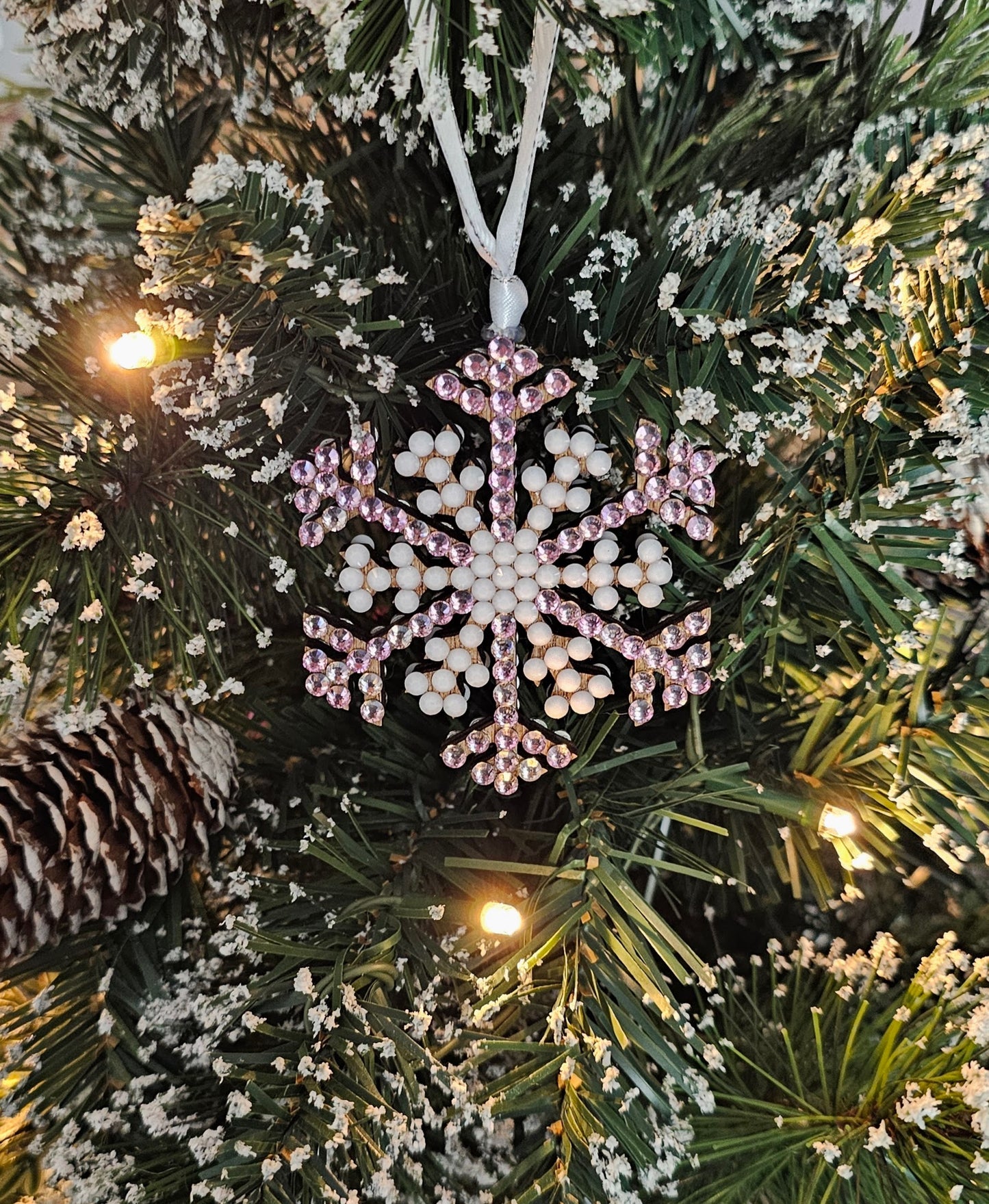 Rhinestone Snowflake Ornaments - Pink Variations