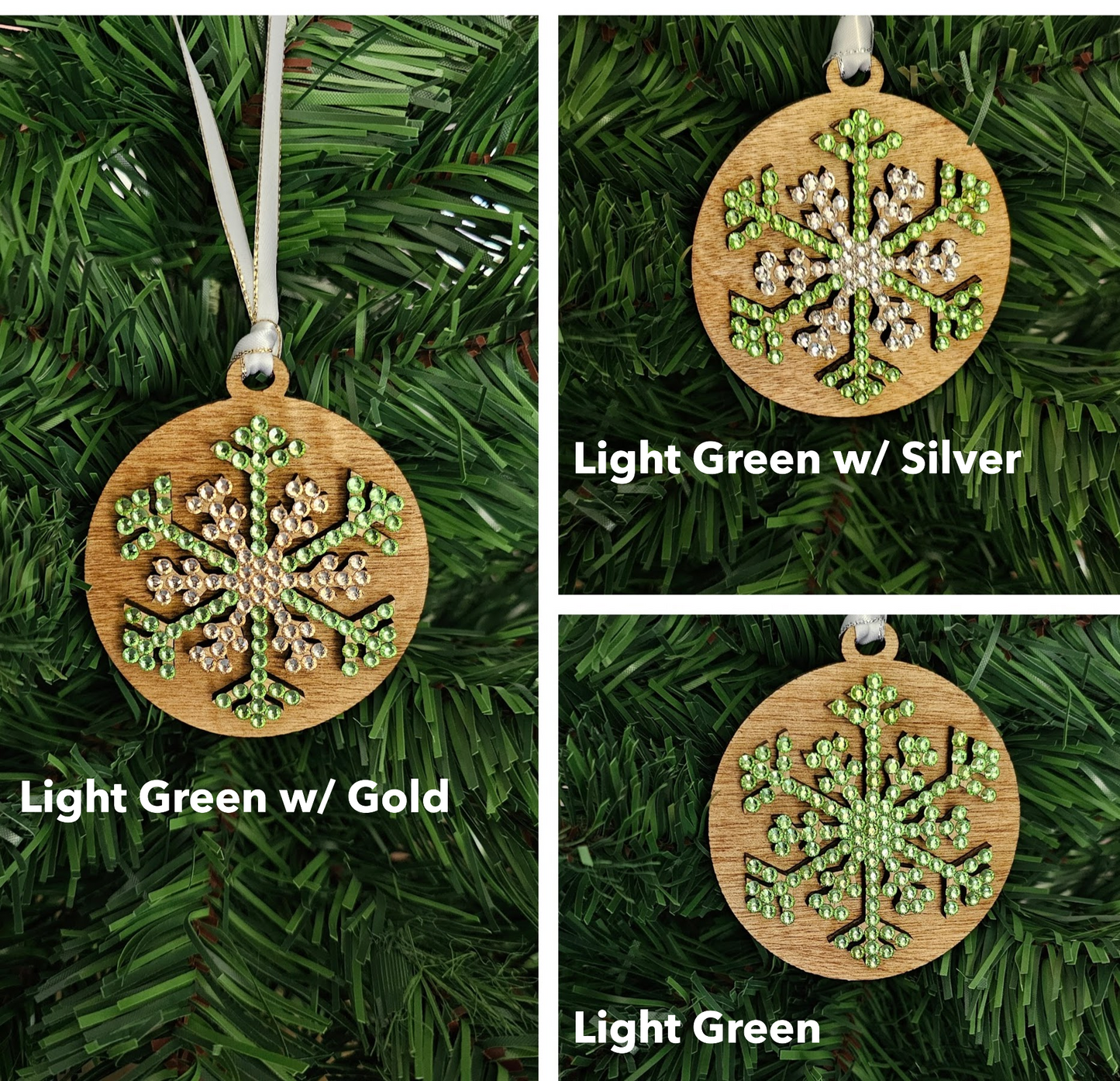 Snowflake w/ Rhinestones - Wood Ornaments