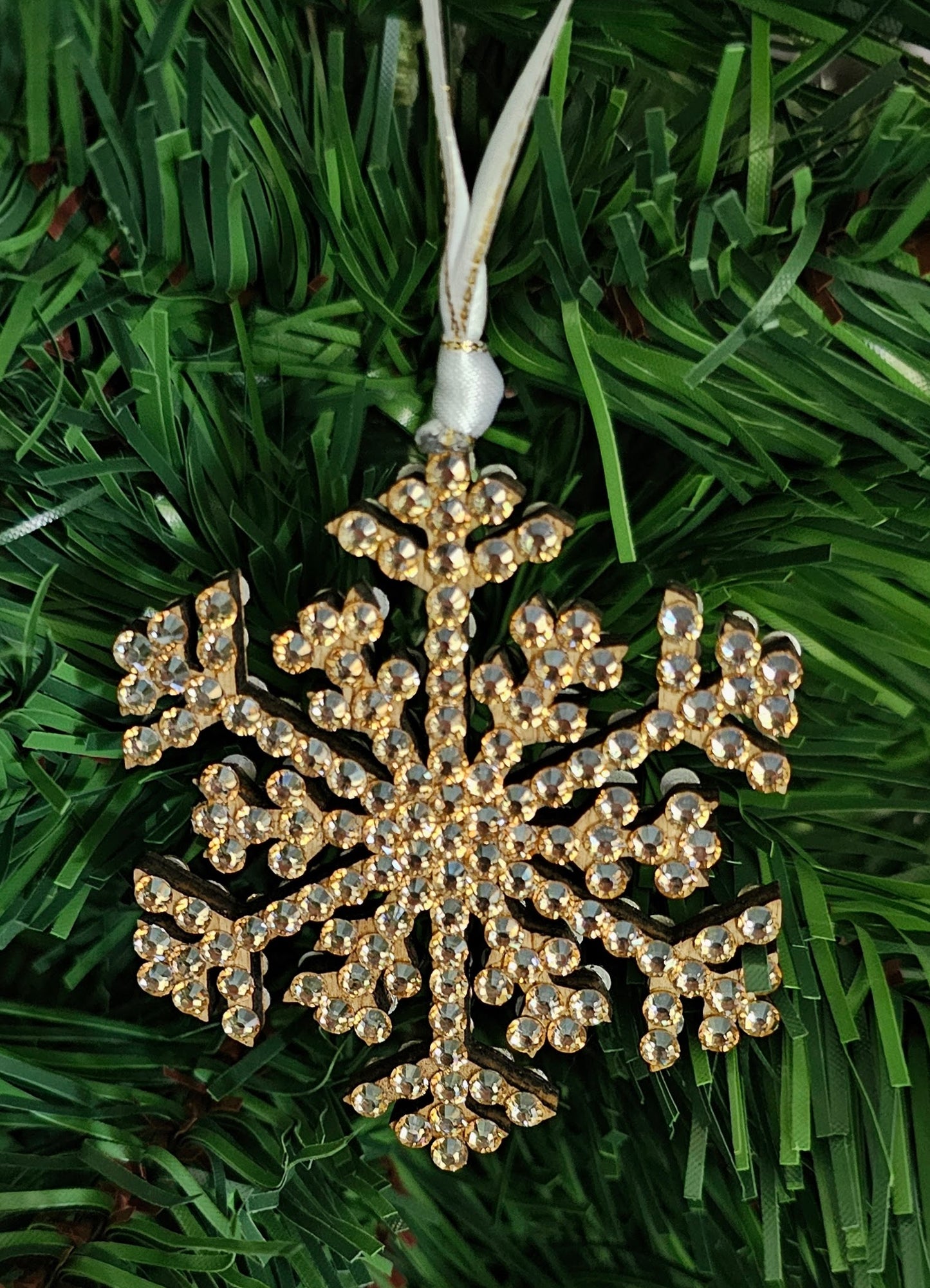 Rhinestone Snowflake Ornaments - Gold, Silver, White, etc