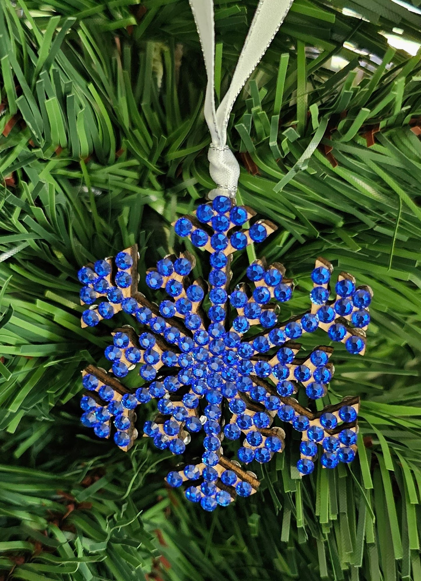 Rhinestone Snowflake Ornaments - Blue Variations