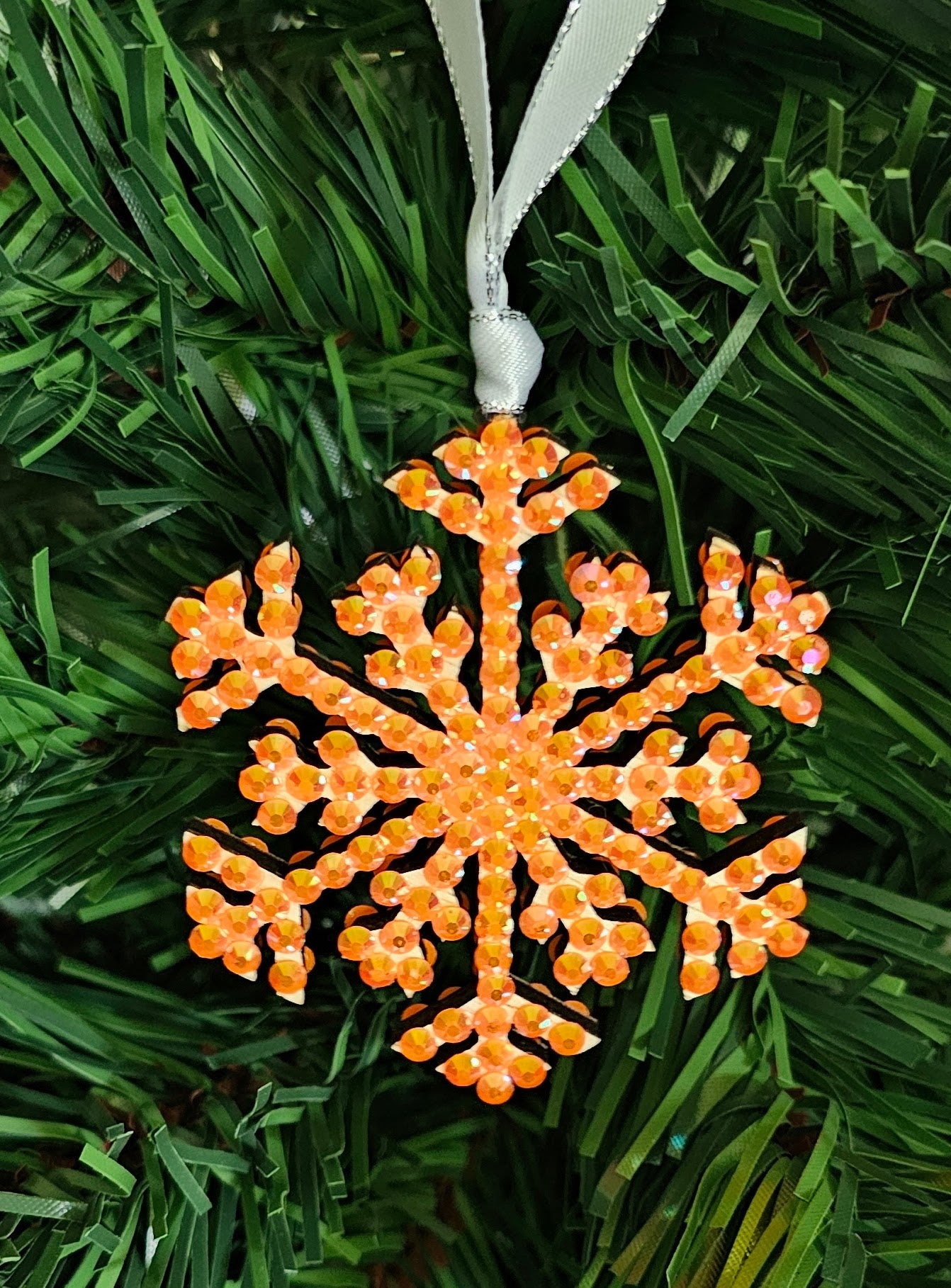 Rhinestone Snowflake Ornaments - Orange Variations