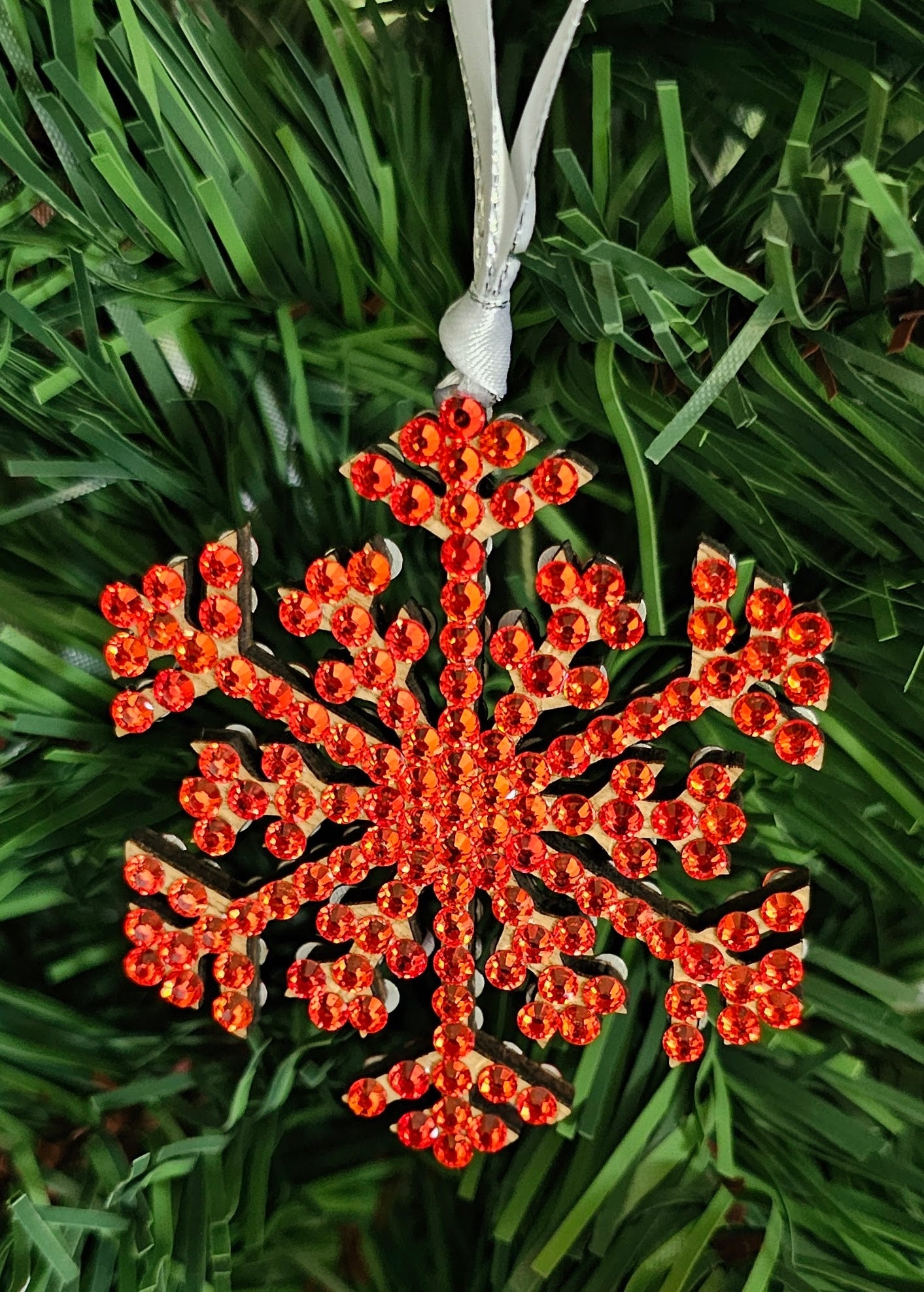 Rhinestone Snowflake Ornaments - Orange Variations