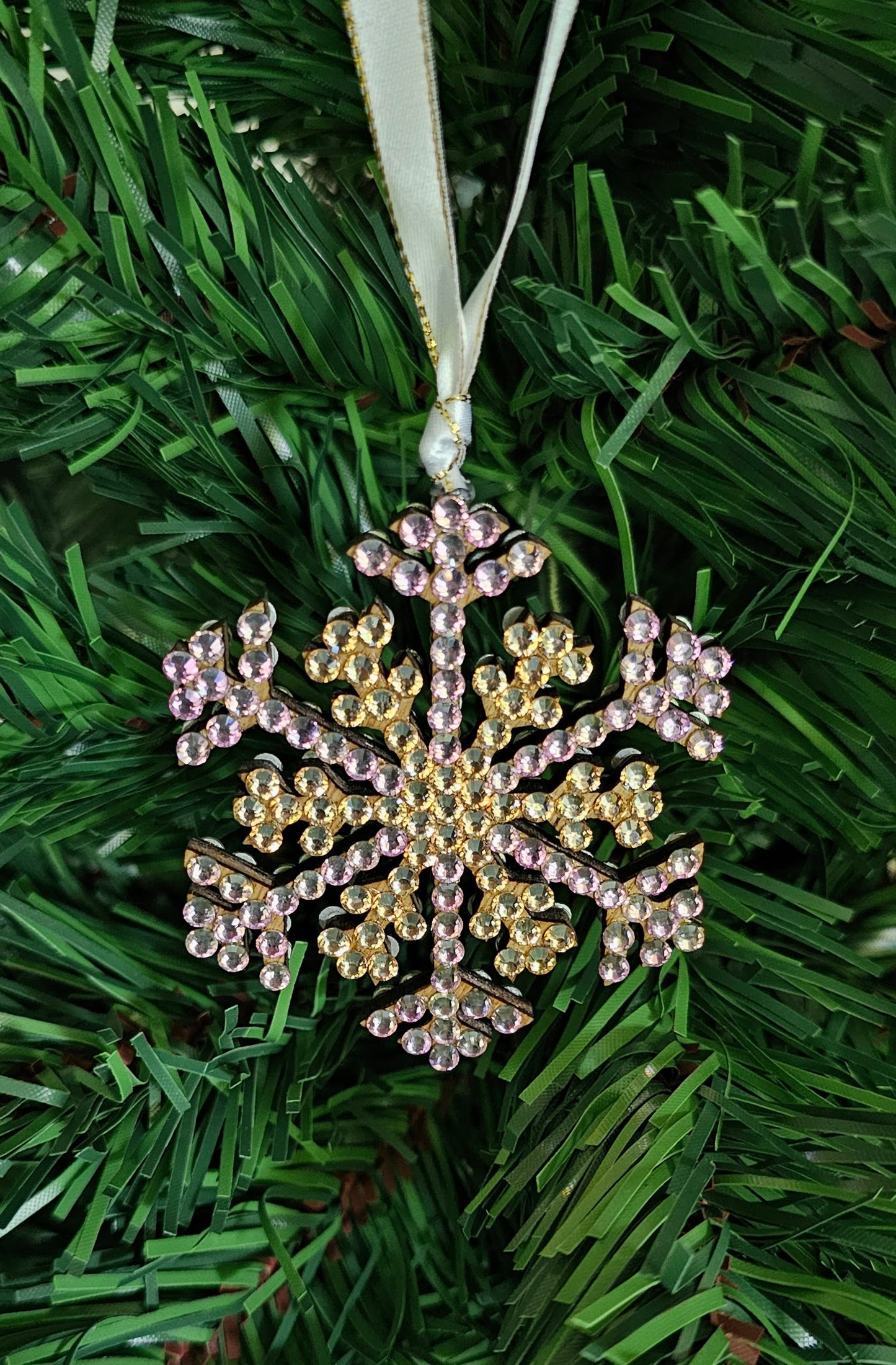 Rhinestone Snowflake Ornaments - Pink Variations