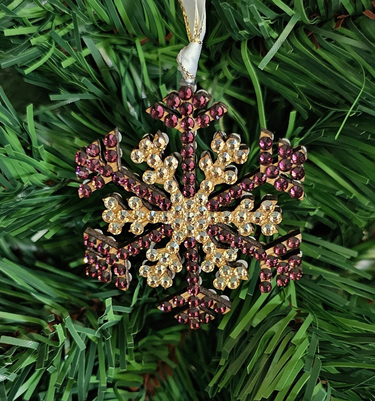 Rhinestone Snowflake Ornaments - Purple Variations