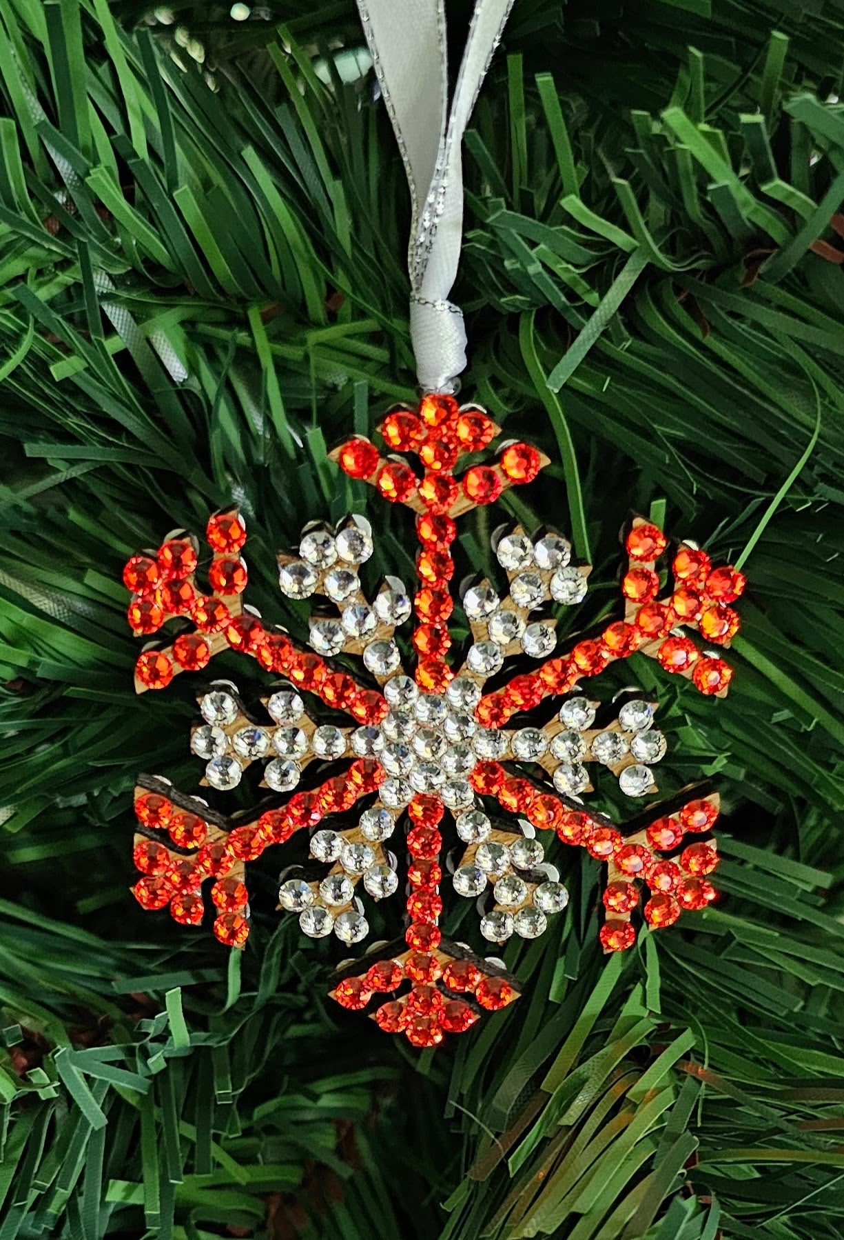 Rhinestone Snowflake Ornaments - Orange Variations