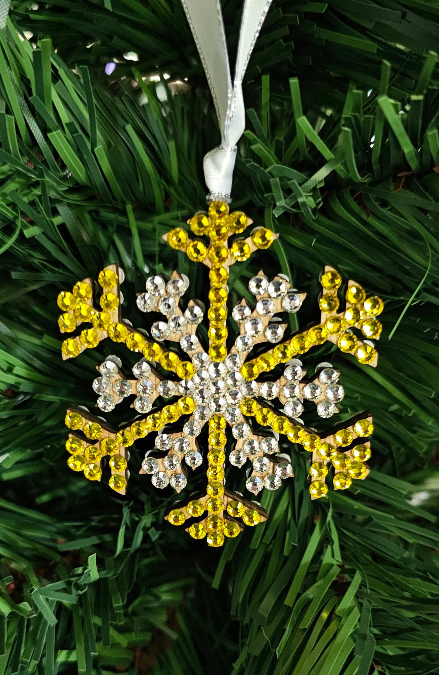 Rhinestone Snowflake Ornaments - Gold, Silver, White, etc