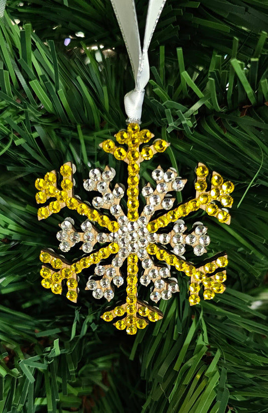 Rhinestone Snowflake Ornaments - Gold, Silver, White, etc