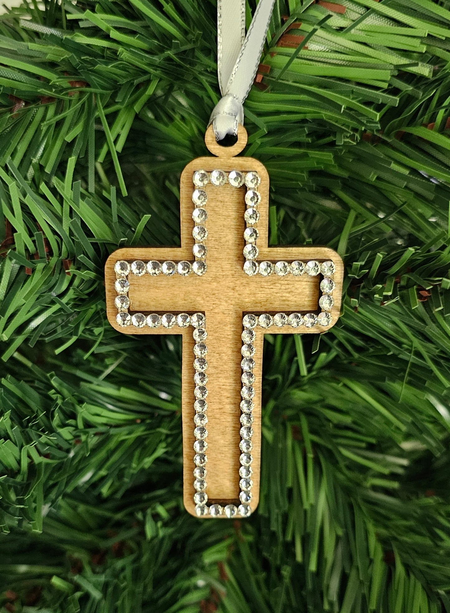 Rhinestone Cross - Wood Ornaments