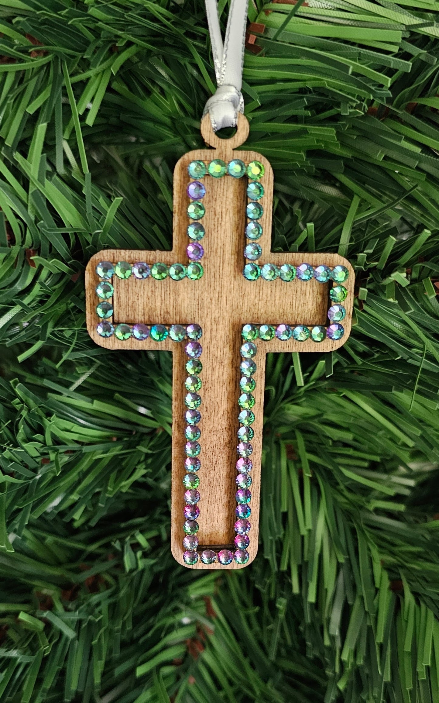 Rhinestone Cross - Wood Ornaments