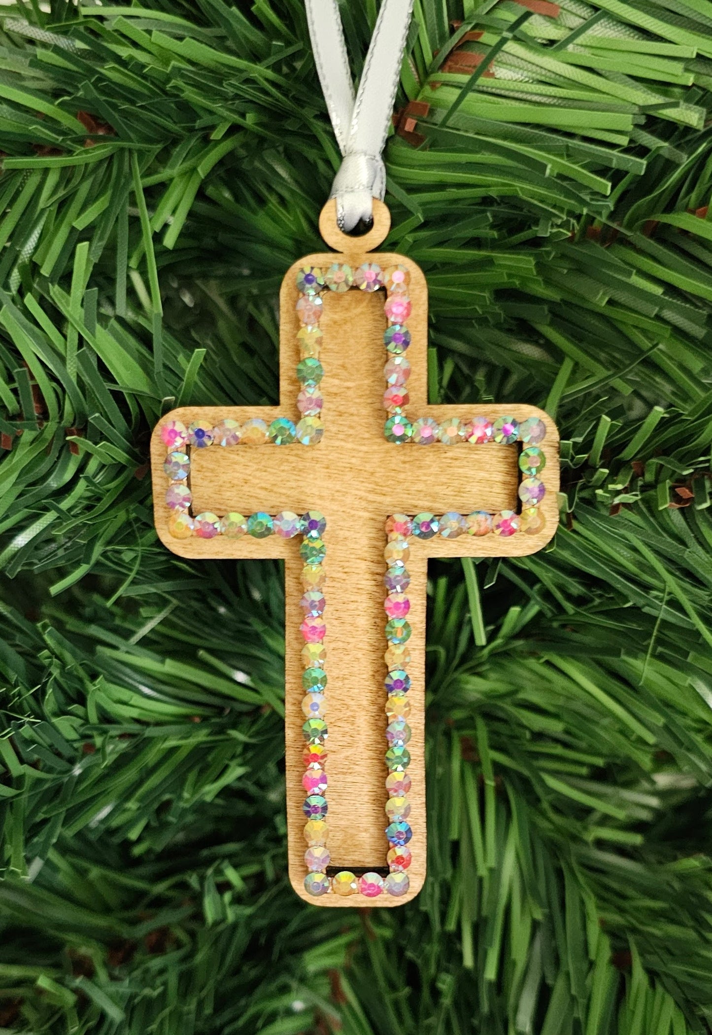 Rhinestone Cross - Wood Ornaments