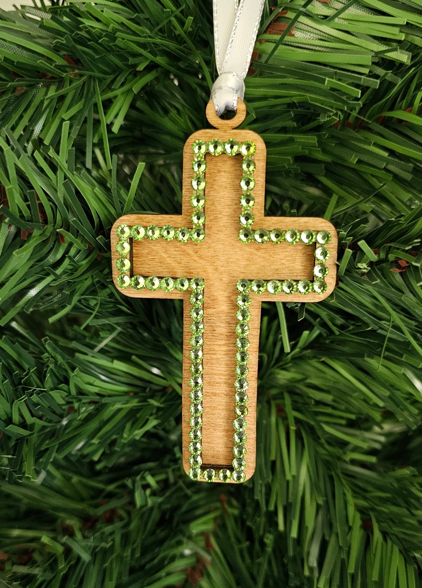 Rhinestone Cross - Wood Ornaments