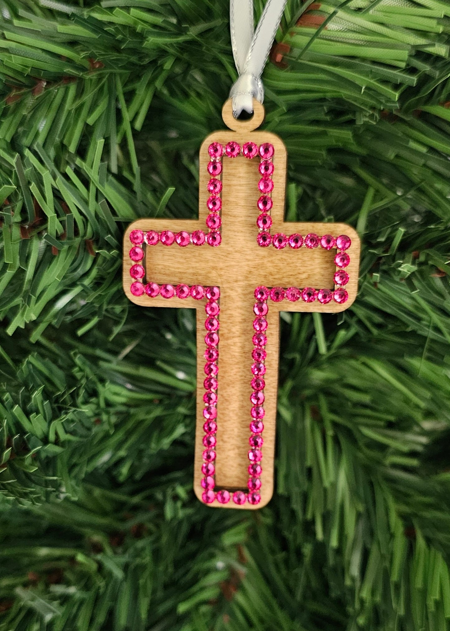 Rhinestone Cross - Wood Ornaments