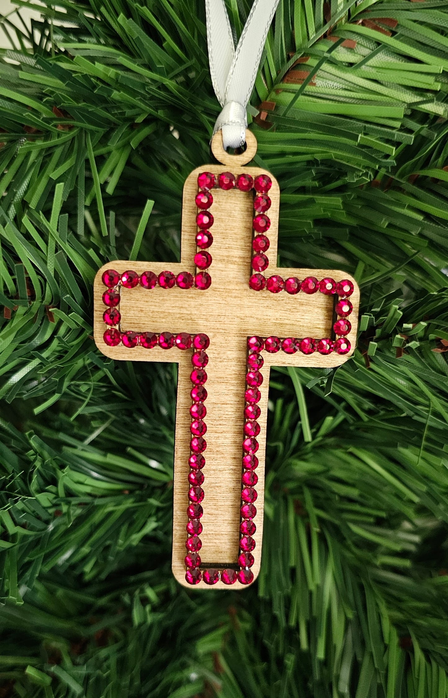 Rhinestone Cross - Wood Ornaments