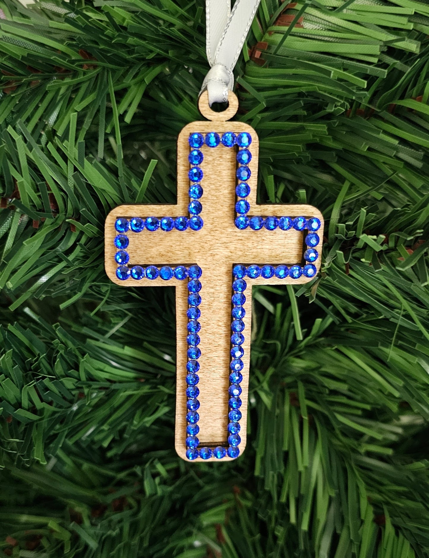 Rhinestone Cross - Wood Ornaments