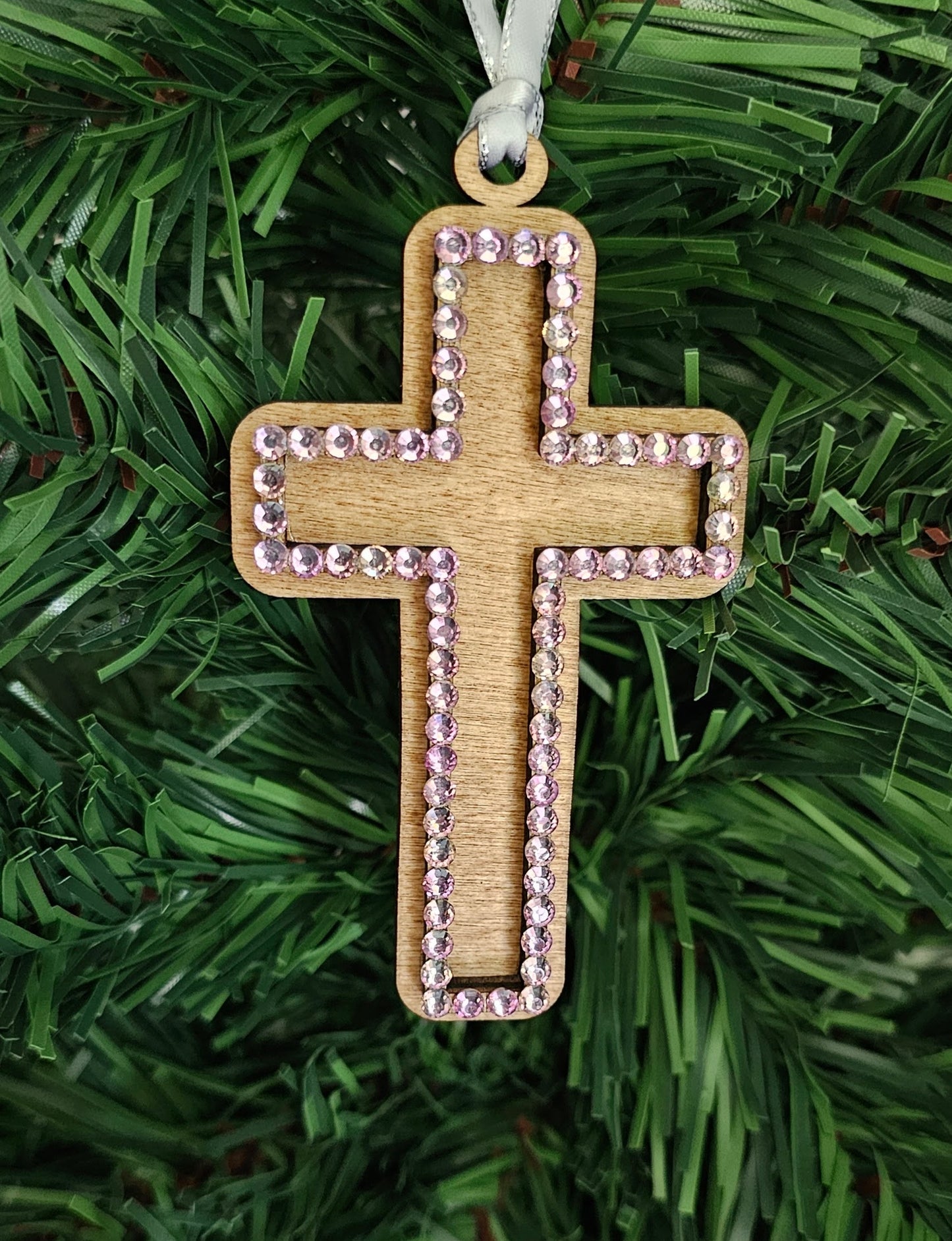 Rhinestone Cross - Wood Ornaments