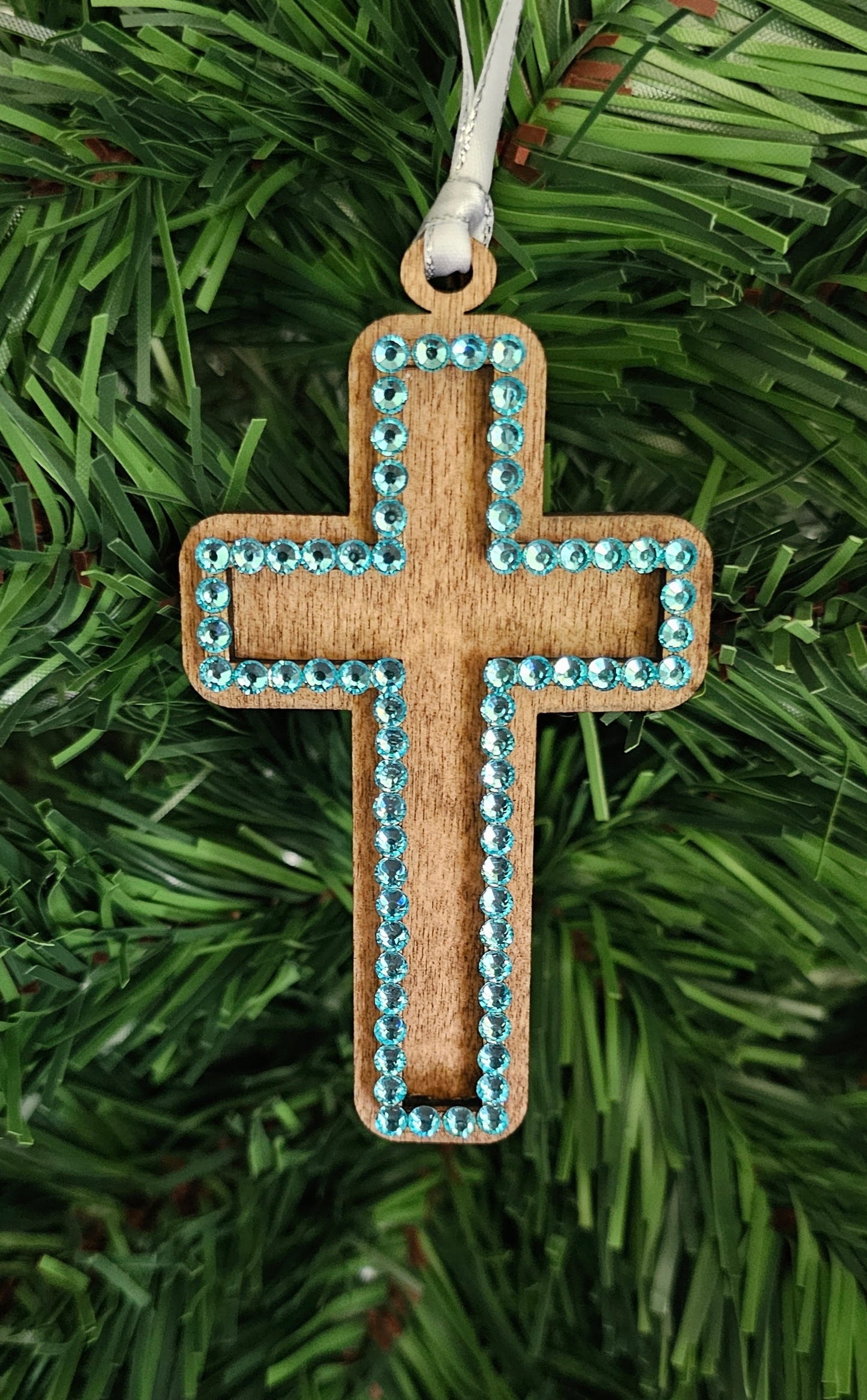 Rhinestone Cross - Wood Ornaments