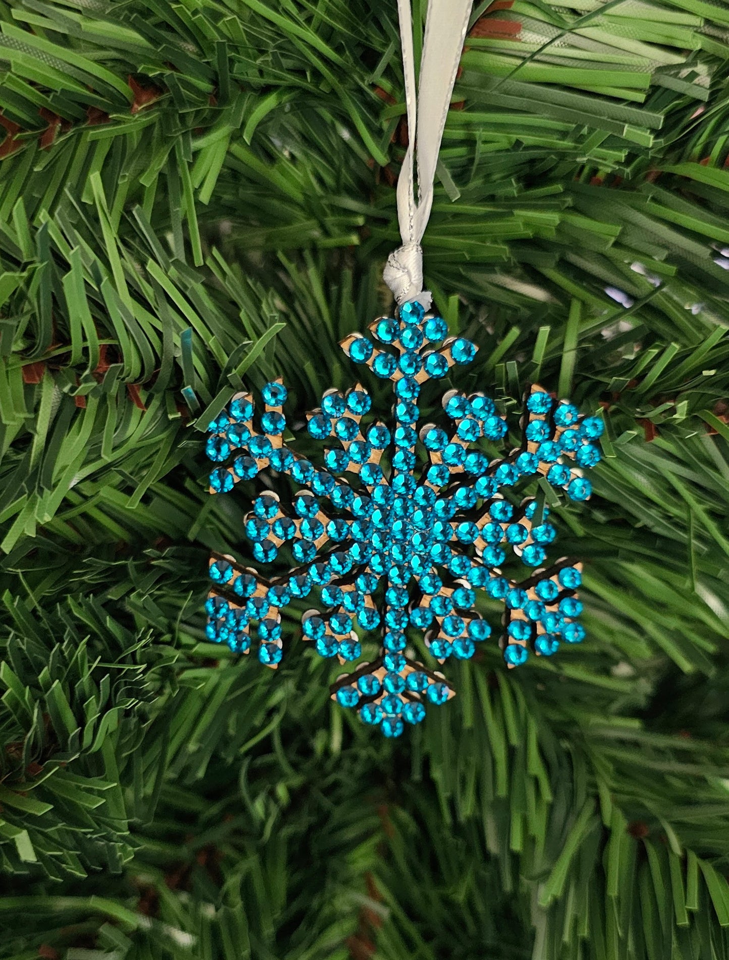 Rhinestone Snowflake Ornaments - Blue Variations