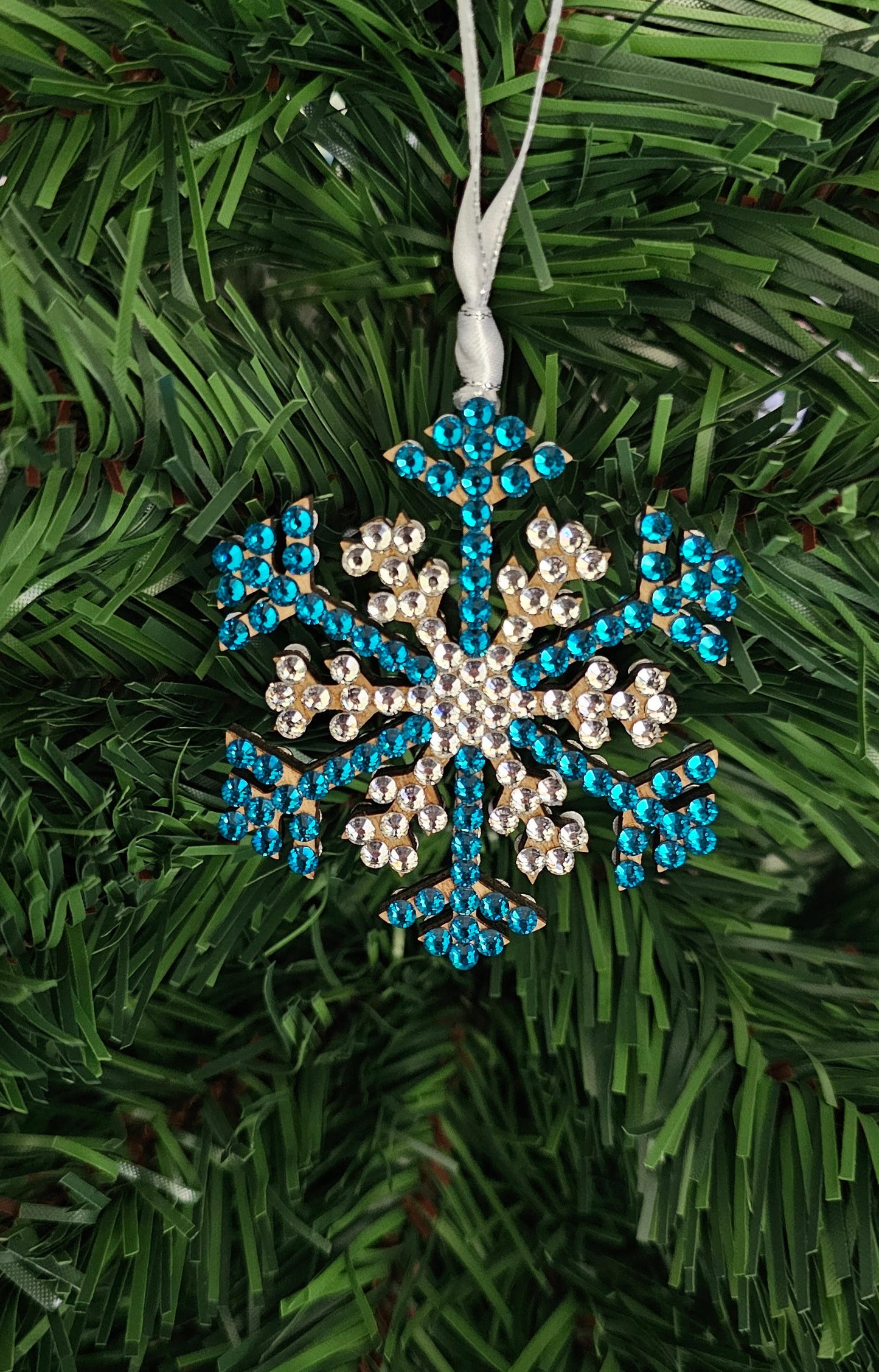 Rhinestone Snowflake Ornaments - Blue Variations