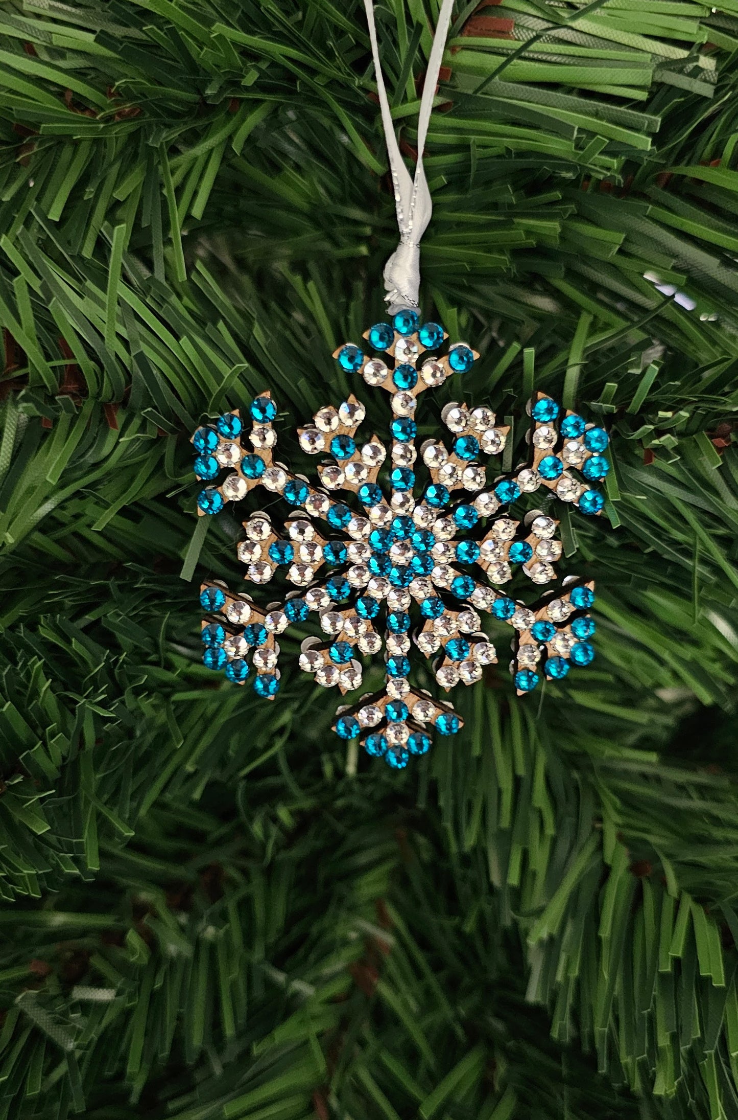 Rhinestone Snowflake Ornaments - Blue Variations