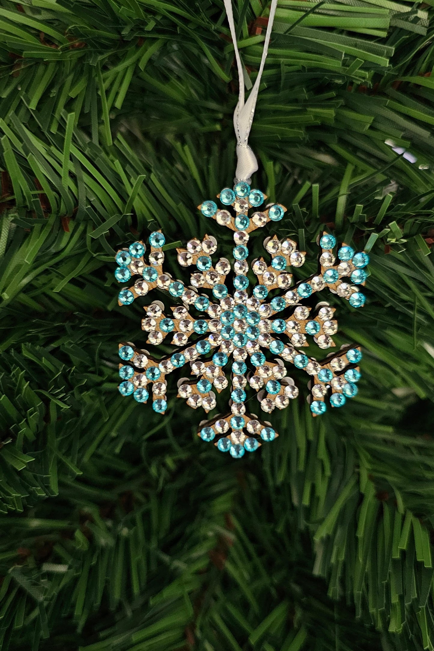 Rhinestone Snowflake Ornaments - Blue Variations