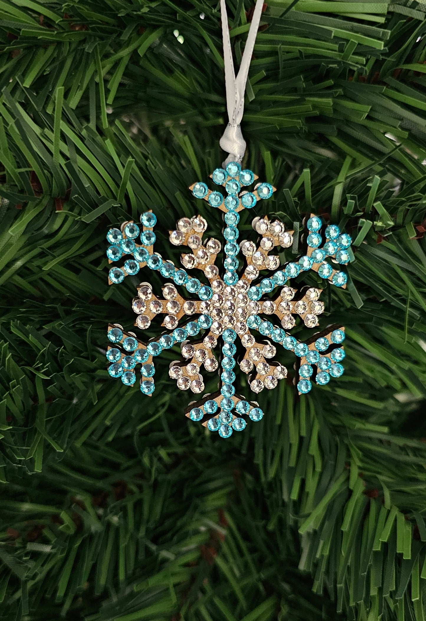 Rhinestone Snowflake Ornaments - Blue Variations