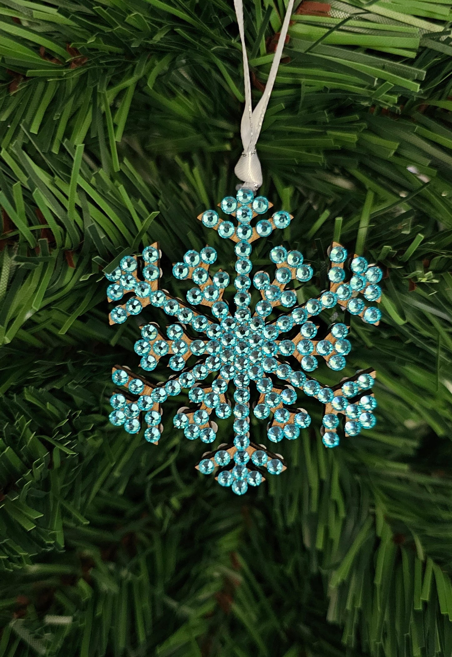 Rhinestone Snowflake Ornaments - Blue Variations