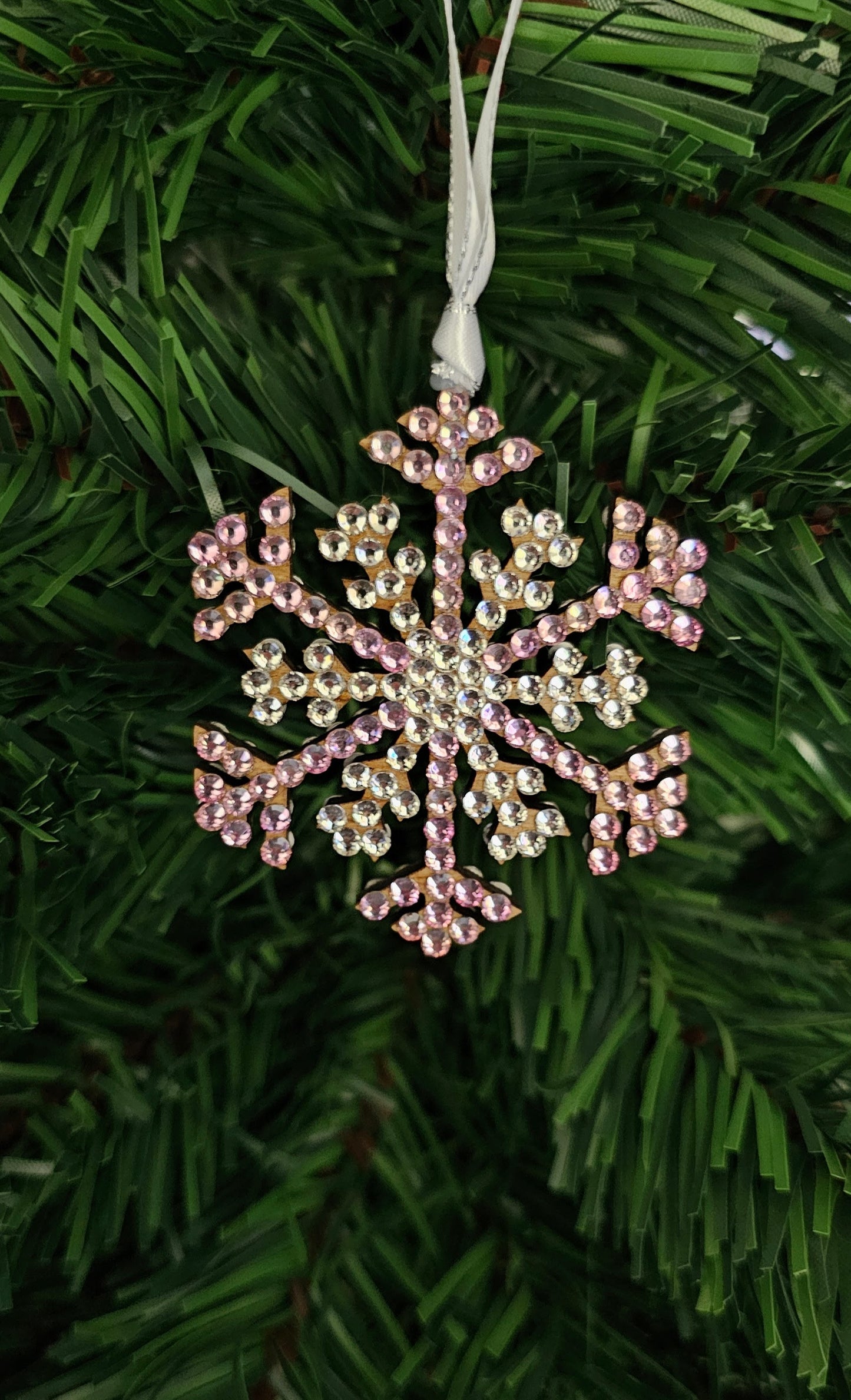 Rhinestone Snowflake Ornaments - Pink Variations