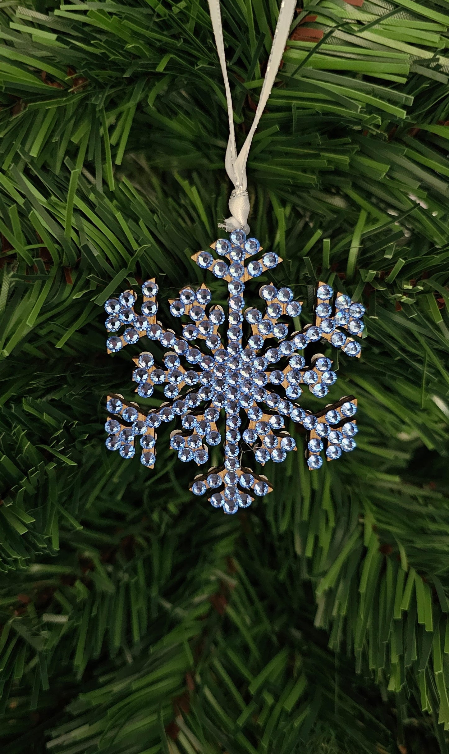 Rhinestone Snowflake Ornaments - Blue Variations