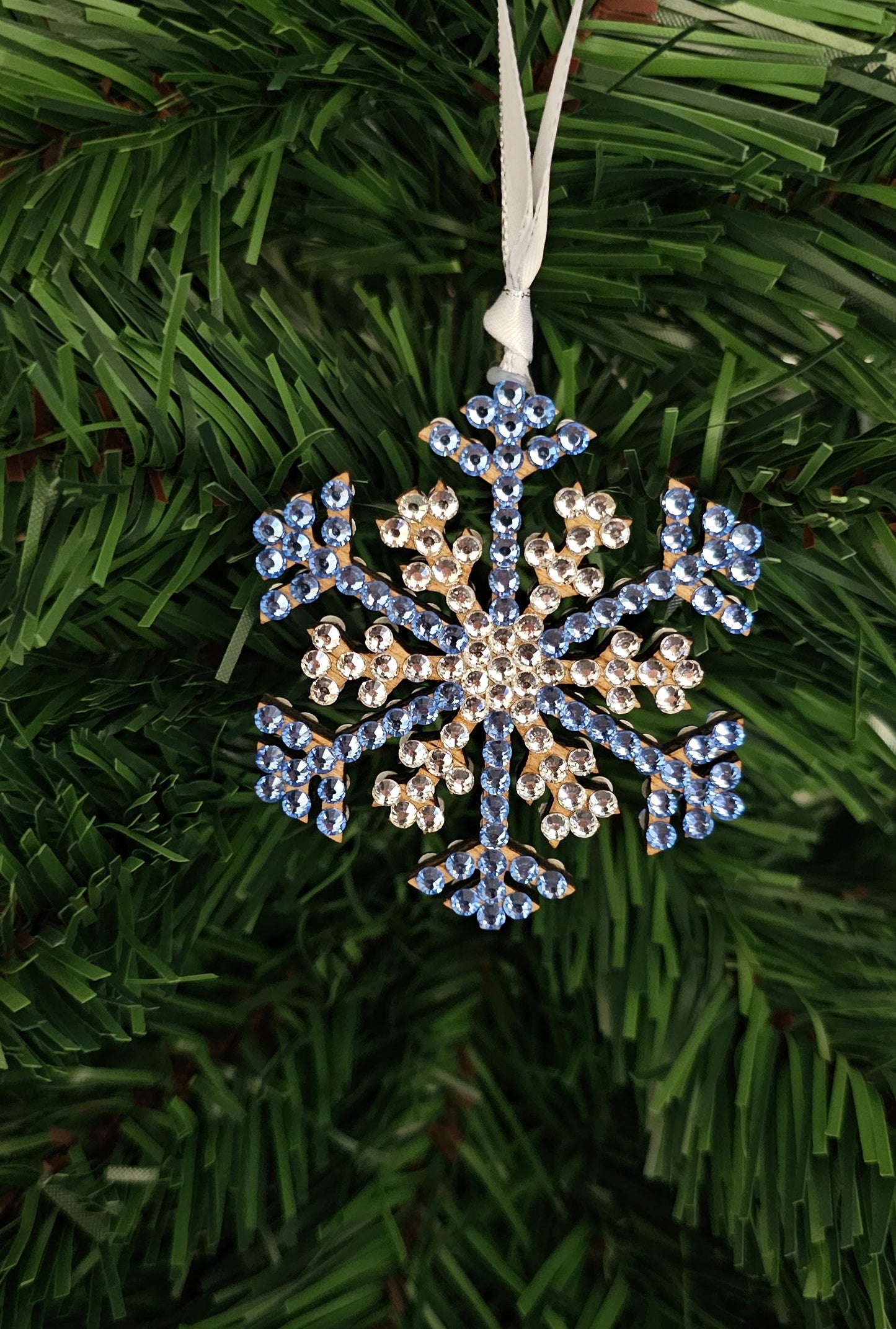 Rhinestone Snowflake Ornaments - Blue Variations