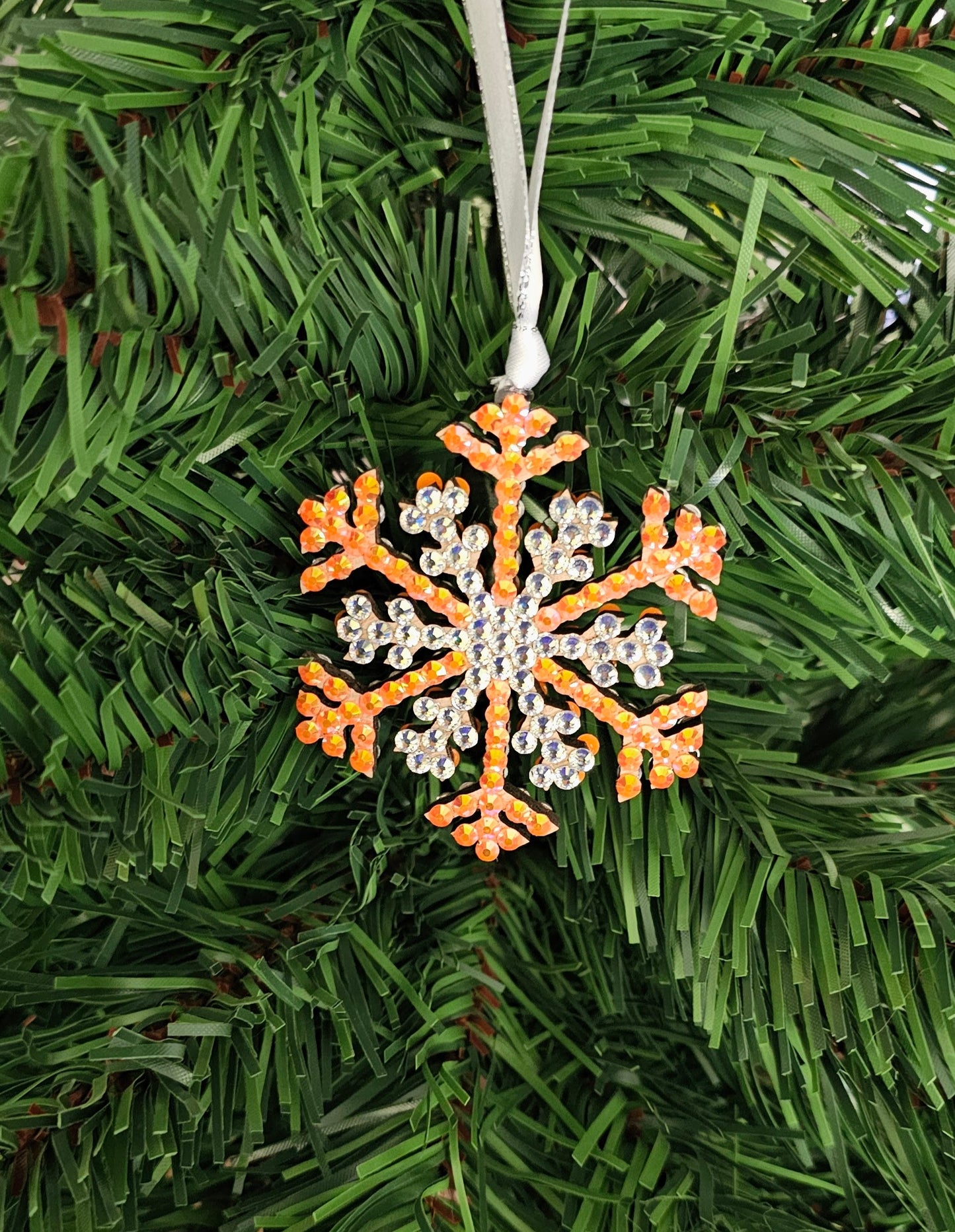 Rhinestone Snowflake Ornaments - Orange Variations