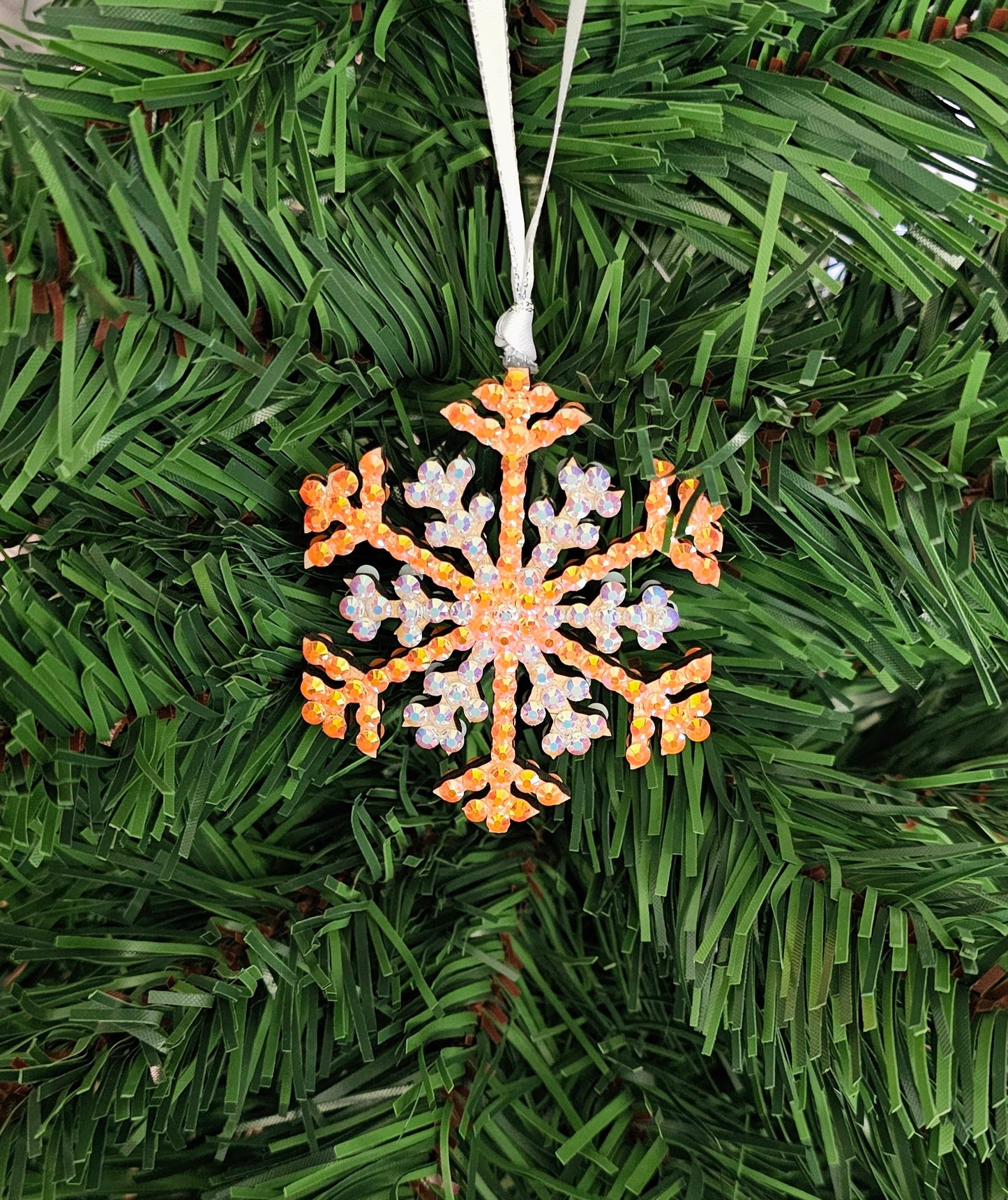 Rhinestone Snowflake Ornaments - Orange Variations