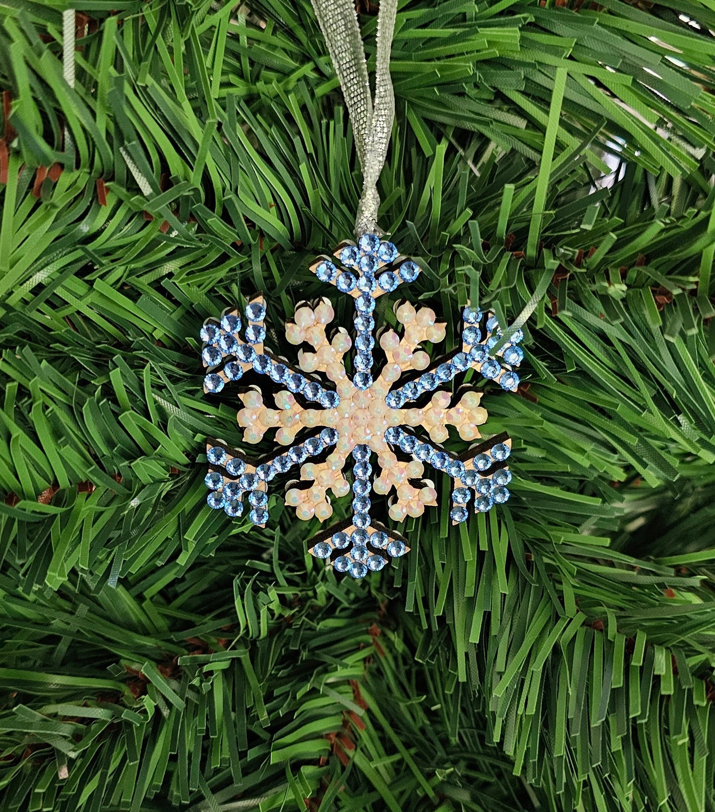 Rhinestone Snowflake Ornaments - Blue Variations