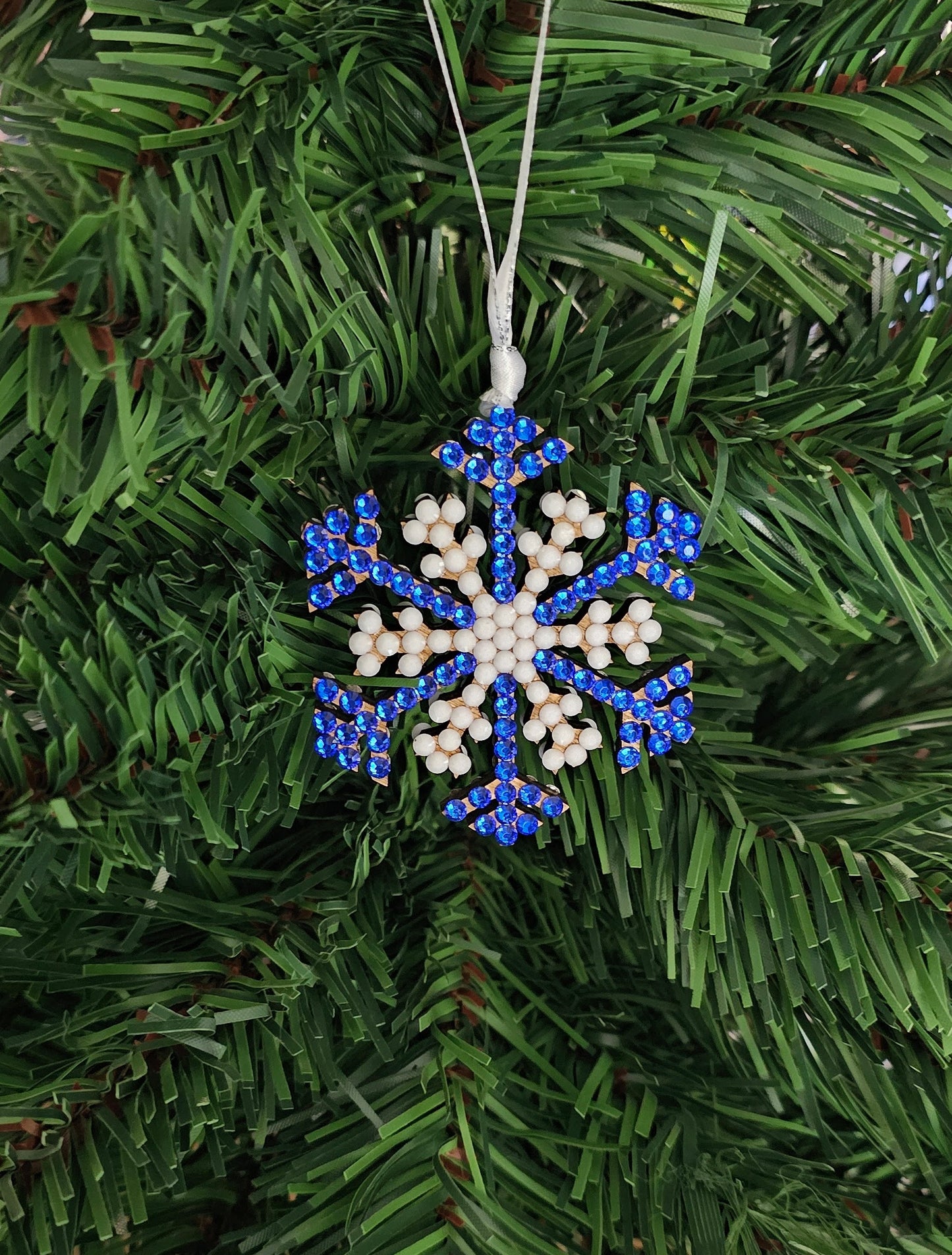 Rhinestone Snowflake Ornaments - Blue Variations