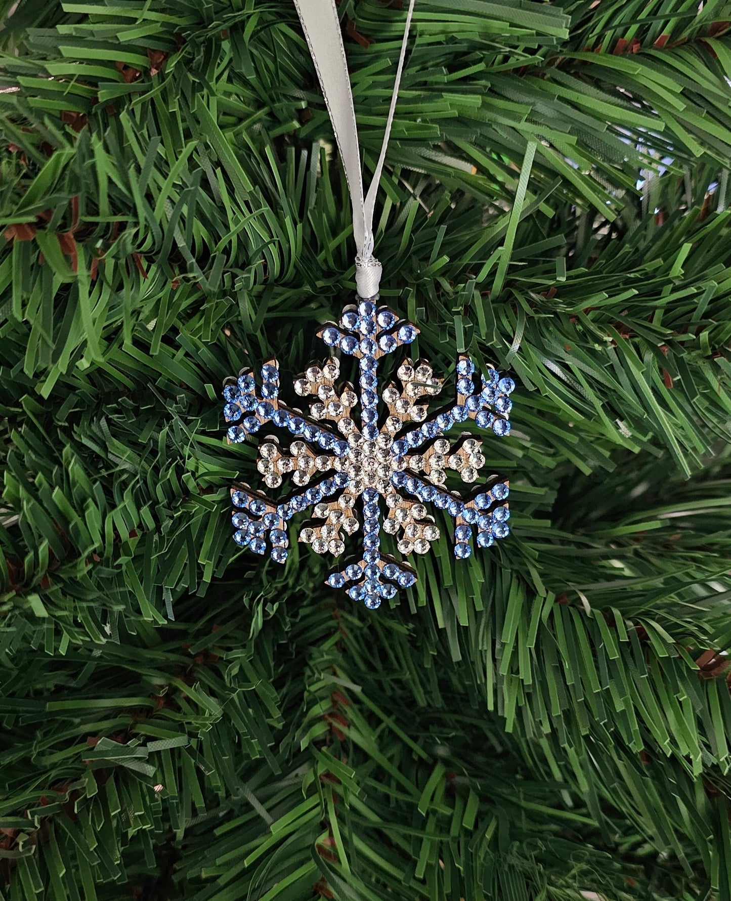 Rhinestone Snowflake Ornaments - Blue Variations