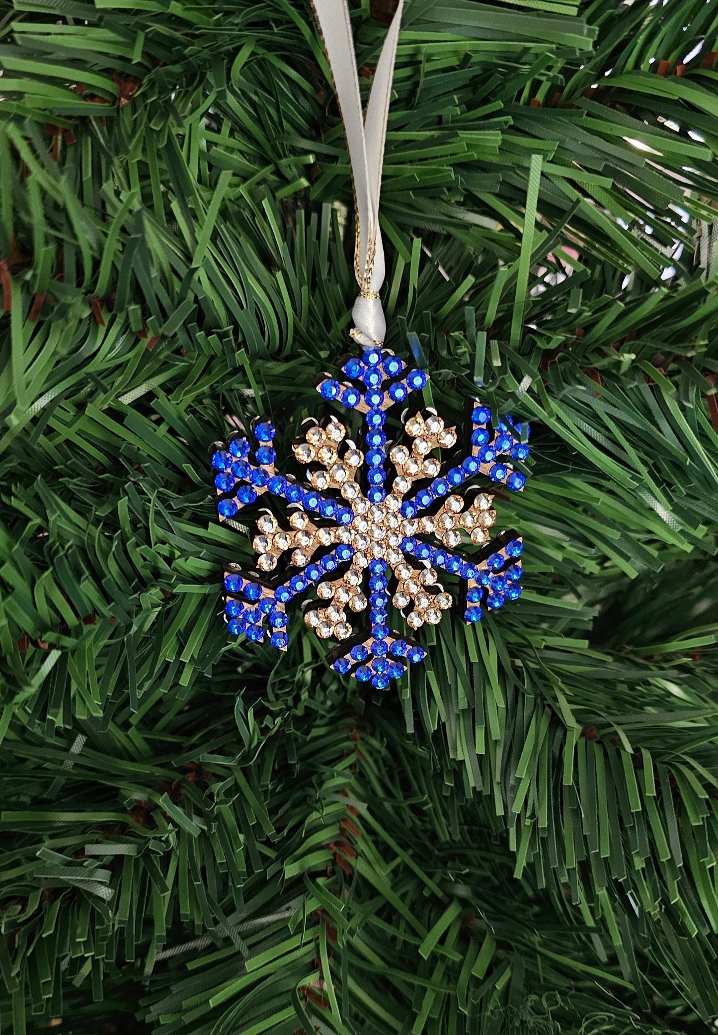 Rhinestone Snowflake Ornaments - Blue Variations