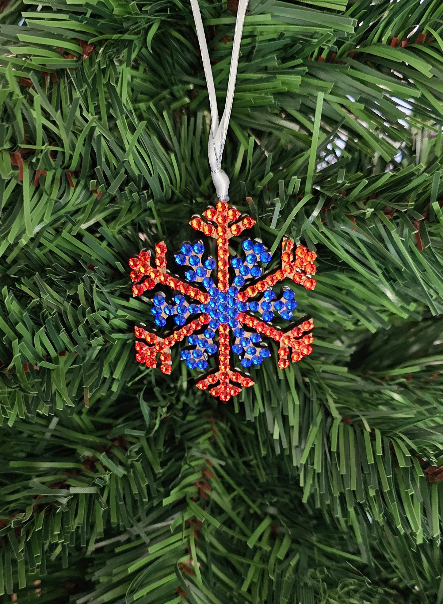 Rhinestone Snowflake Ornaments - Blue Variations