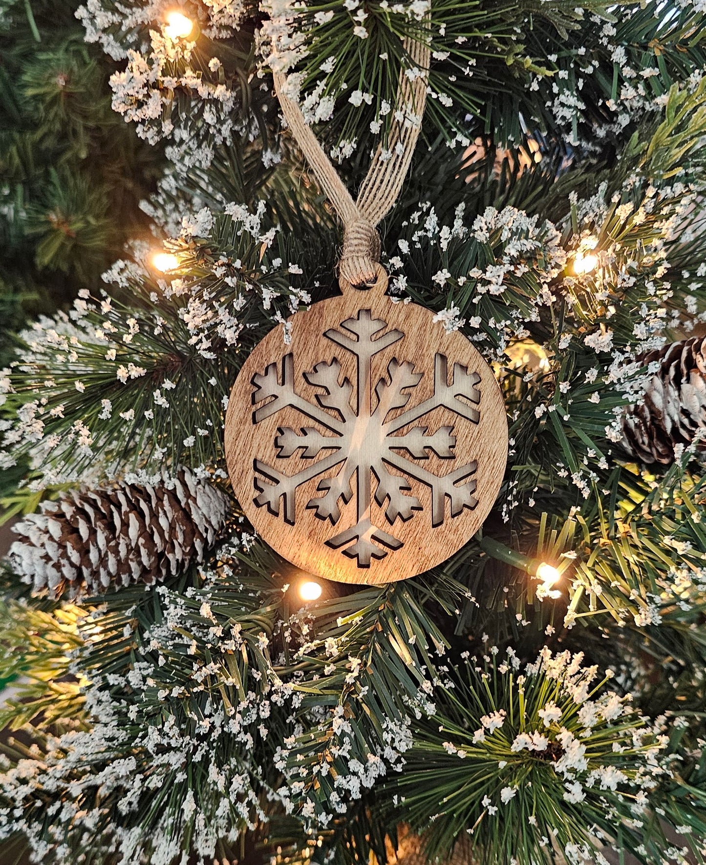 Wood/Glitter Ornaments - Snowflake