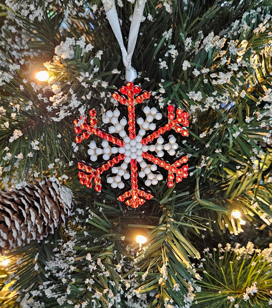 Rhinestone Snowflake Ornaments - Orange Variations