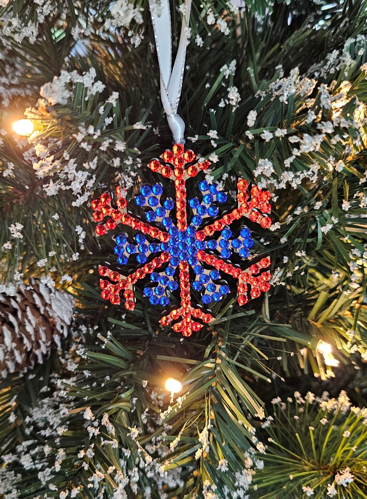 Rhinestone Snowflake Ornaments - Orange Variations