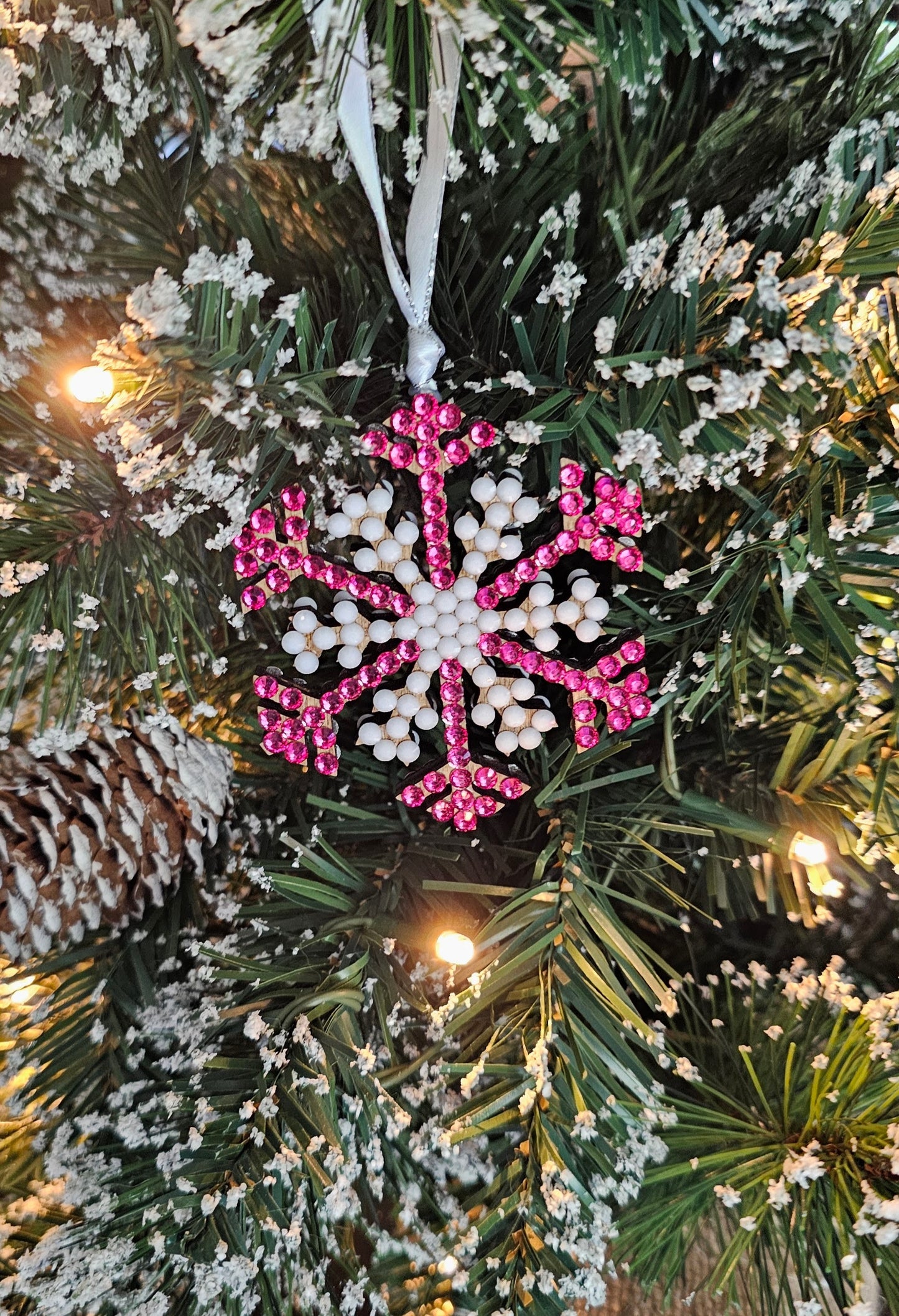 Rhinestone Snowflake Ornaments - Pink Variations