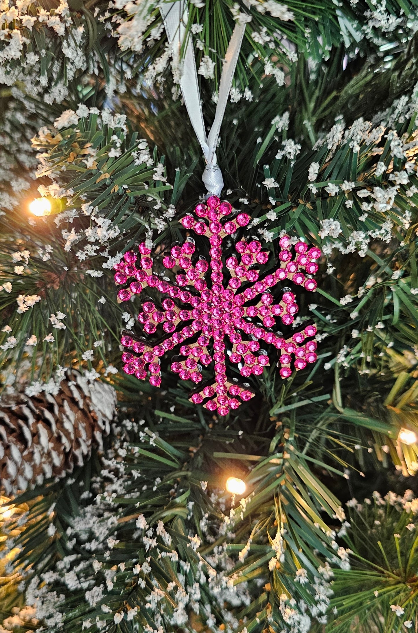 Rhinestone Snowflake Ornaments - Pink Variations