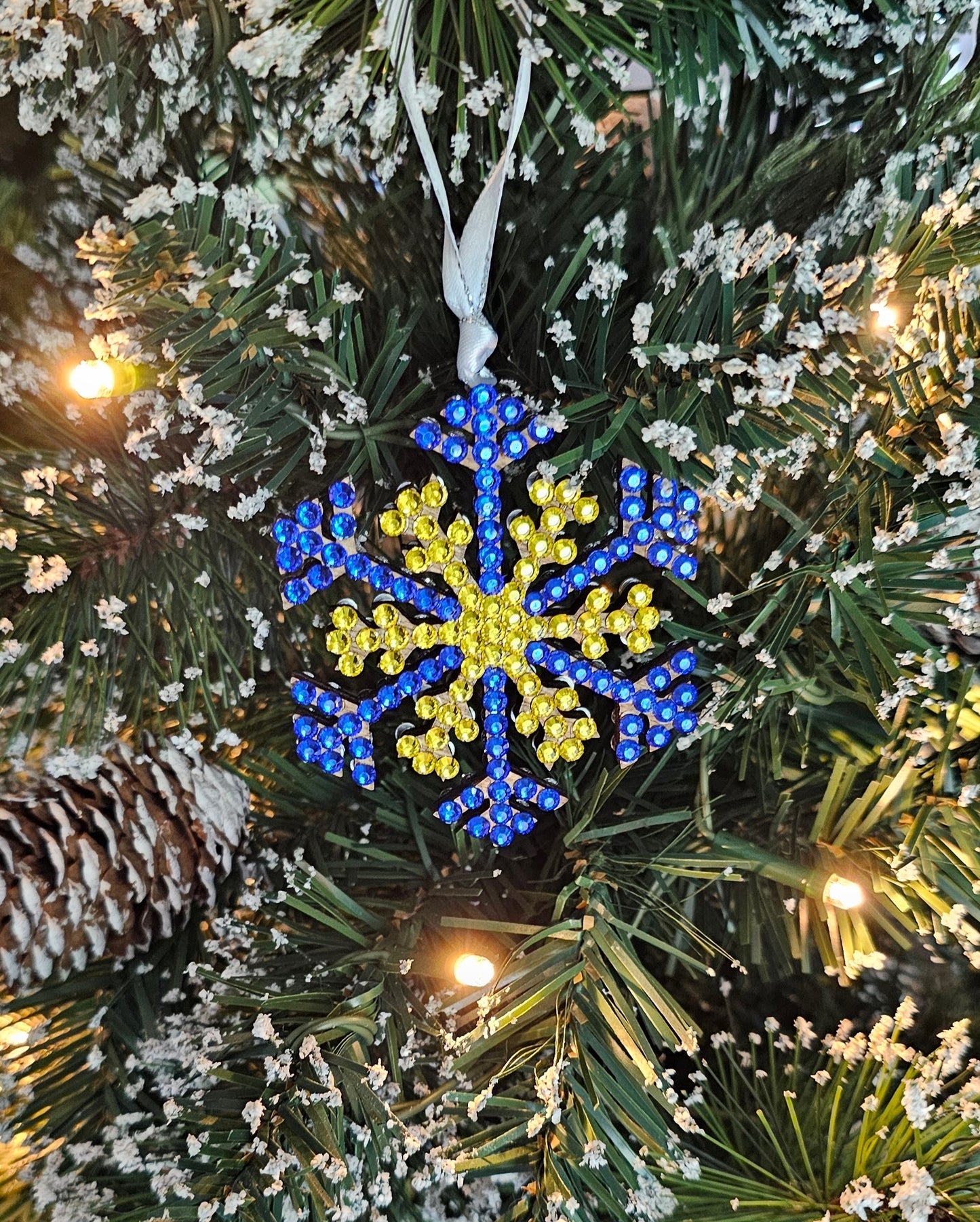 Rhinestone Snowflake Ornaments - Blue Variations