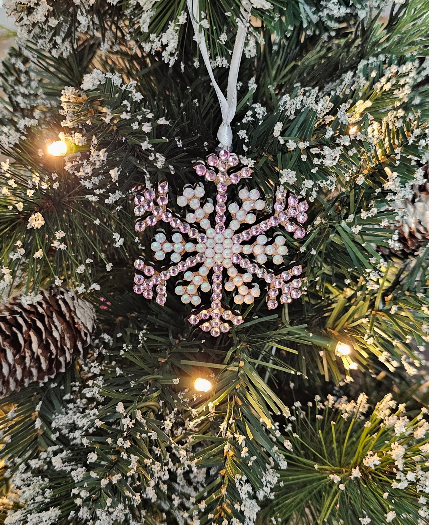 Rhinestone Snowflake Ornaments - Pink Variations