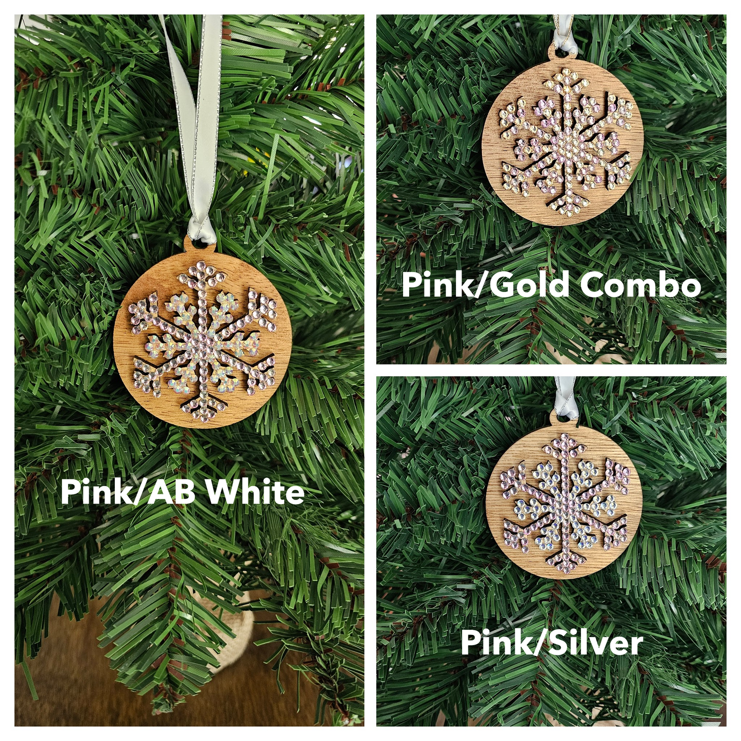 Snowflake w/ Rhinestones - Wood Ornaments