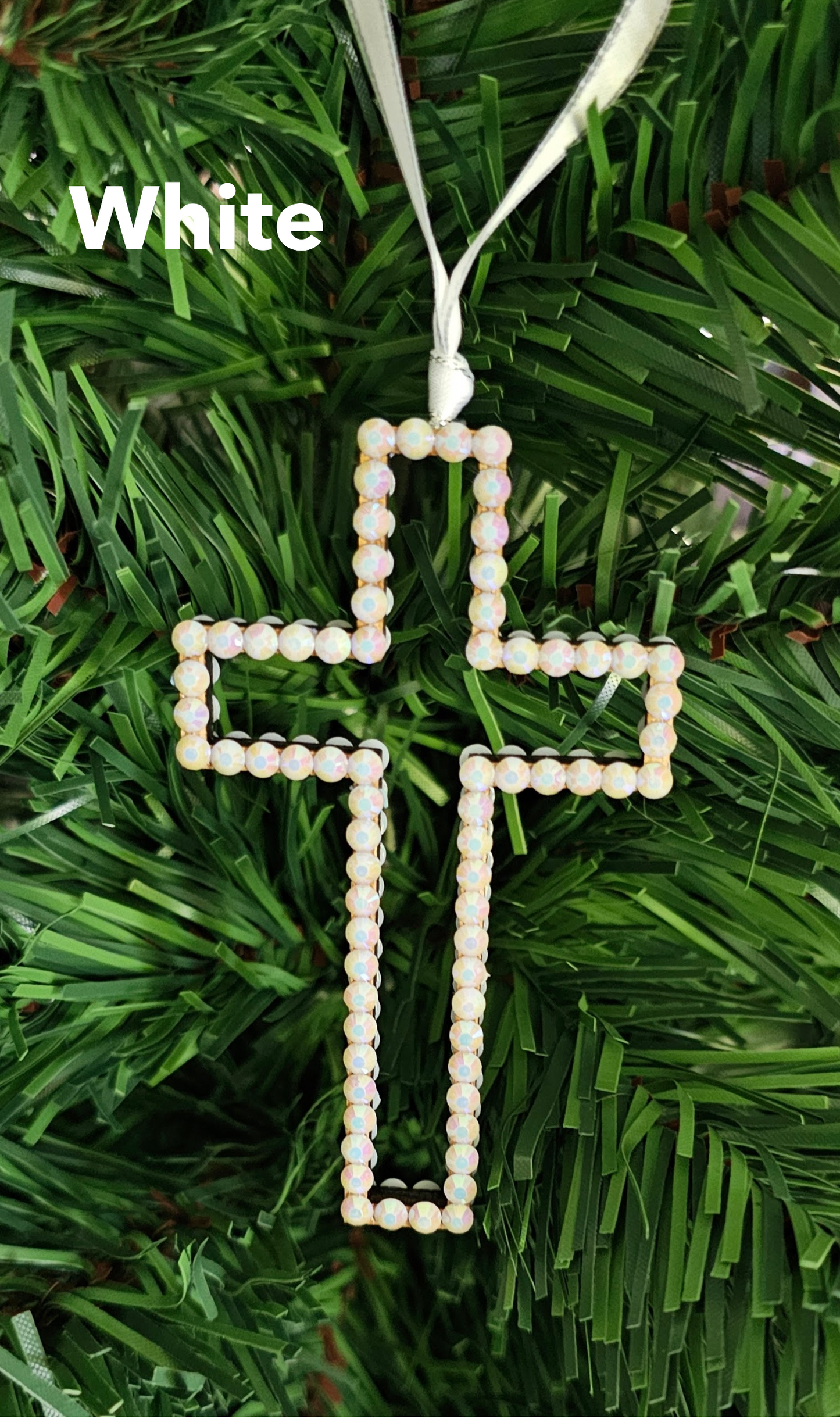 Rhinestone Cross - Hollow Wood Ornaments