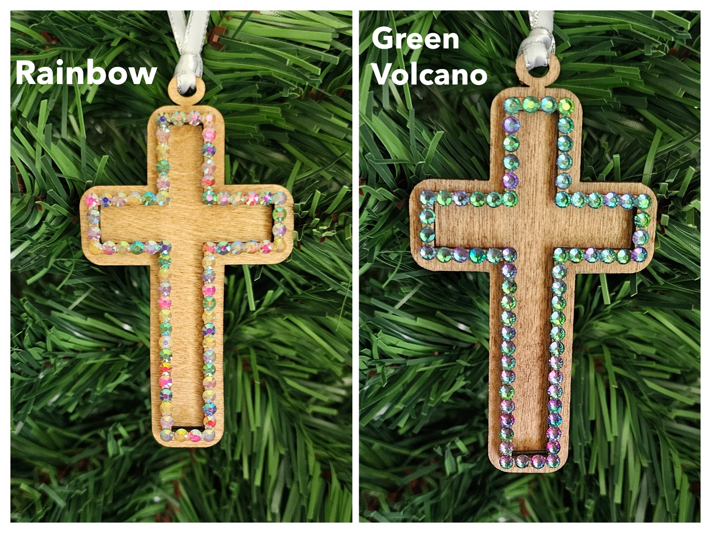 Rhinestone Cross - Wood Ornaments